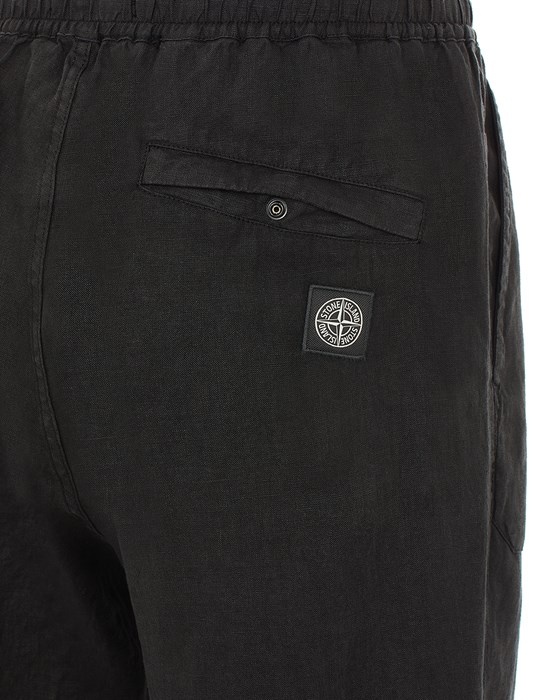 31801 LINEN CANVAS, GARMENT DYED 'FISSATO' EFFECT BLACK - 3