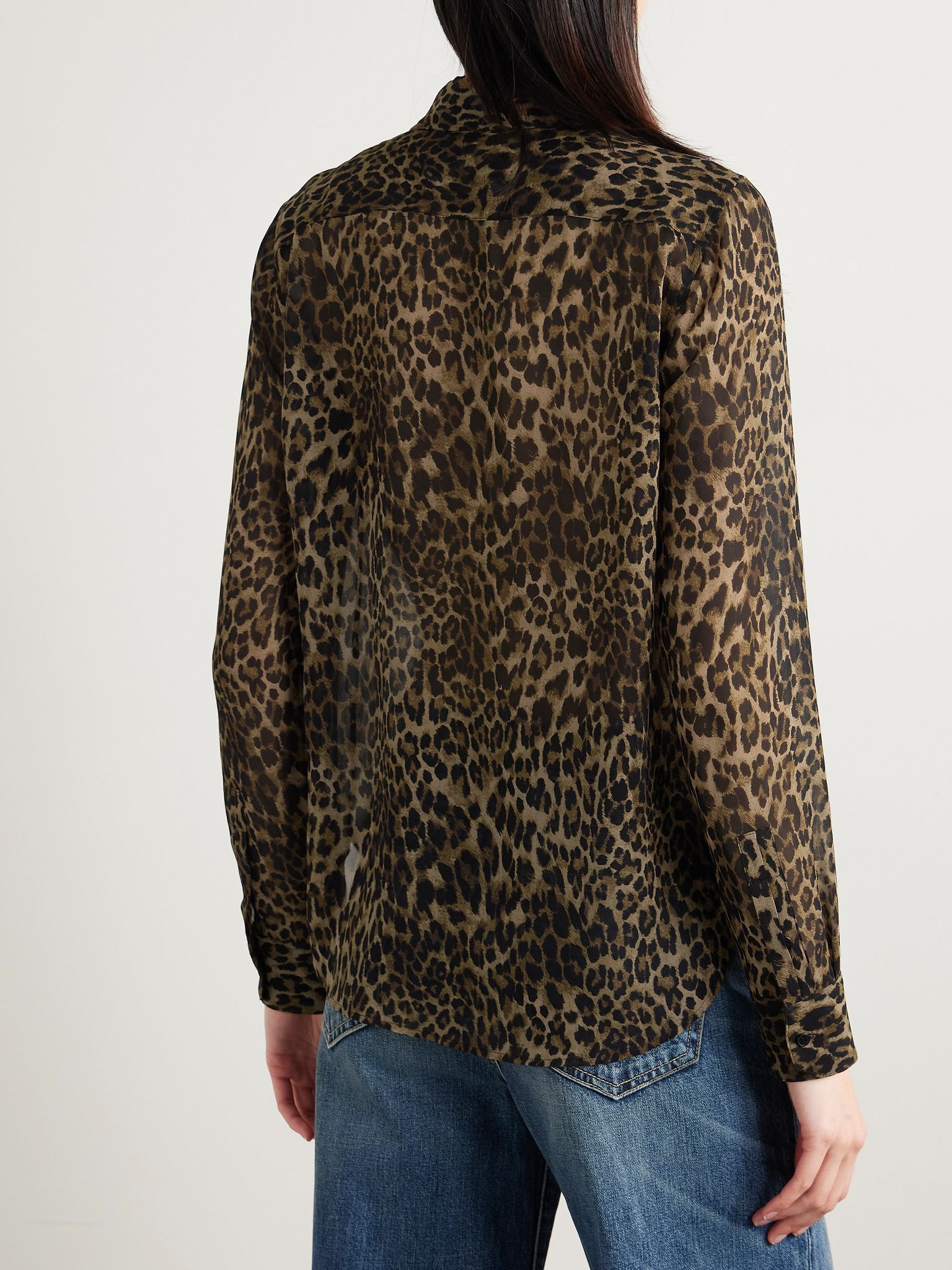 Gaia leopard-print silk crepe de chine shirt Leopard print - 4