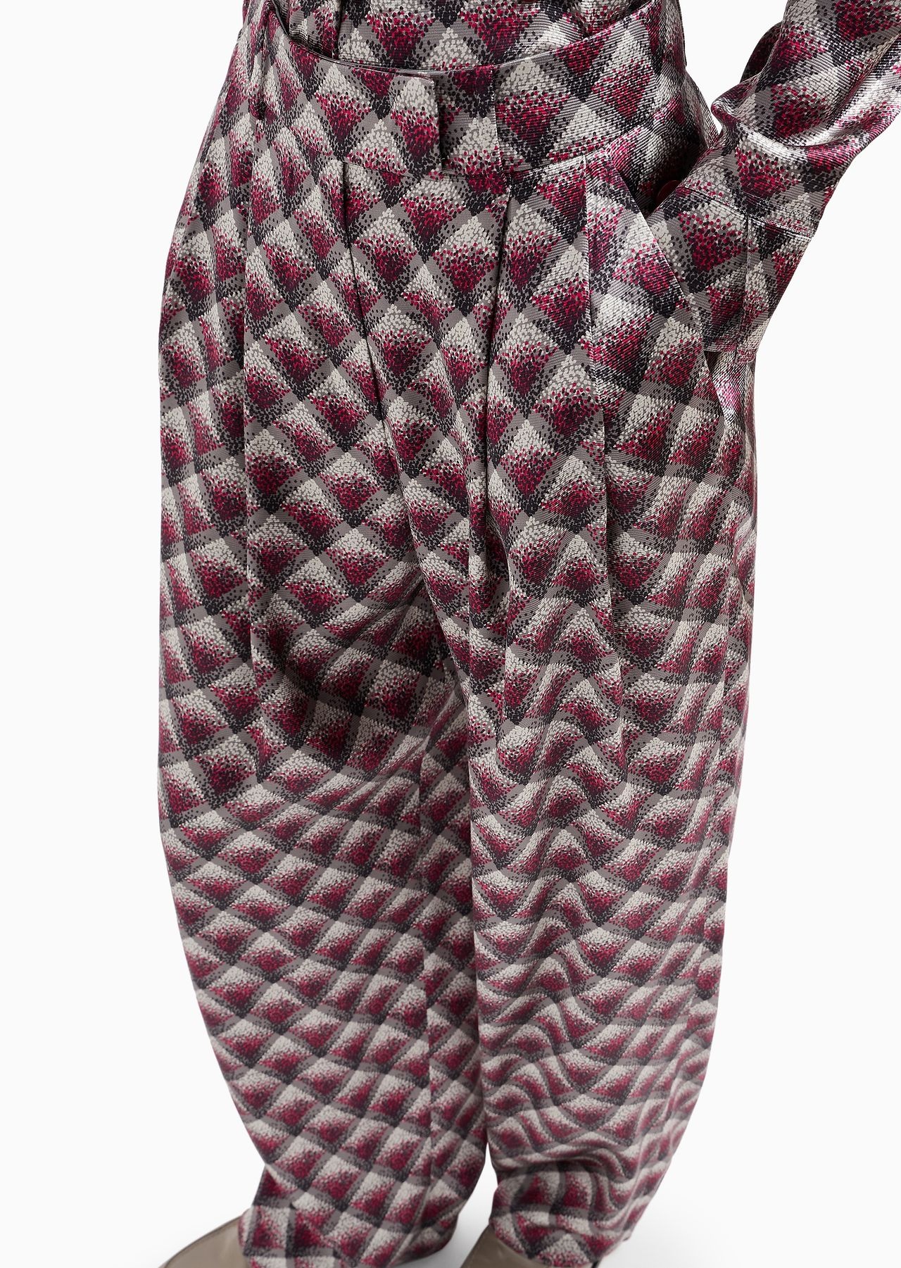 Gradient printed silk faille trousers - 5