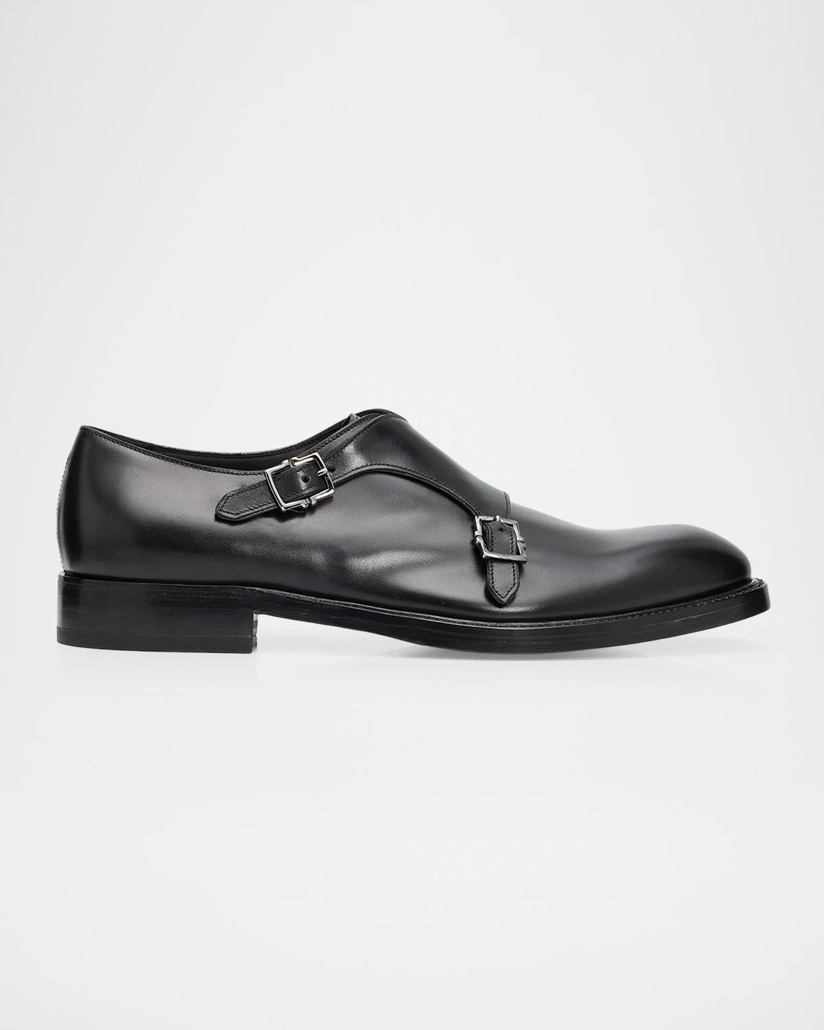 Men's Leather Double Monk-Strap Shoes - 1