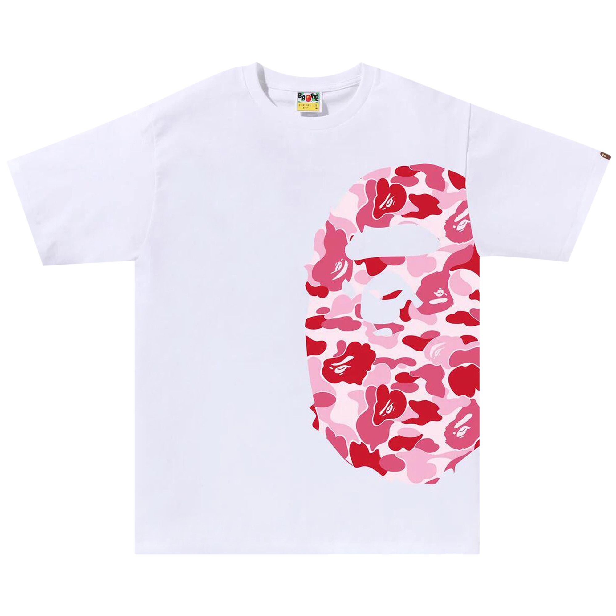 BAPE ABC Camo Side Big Ape Head Tee 'White/Pink' - 1