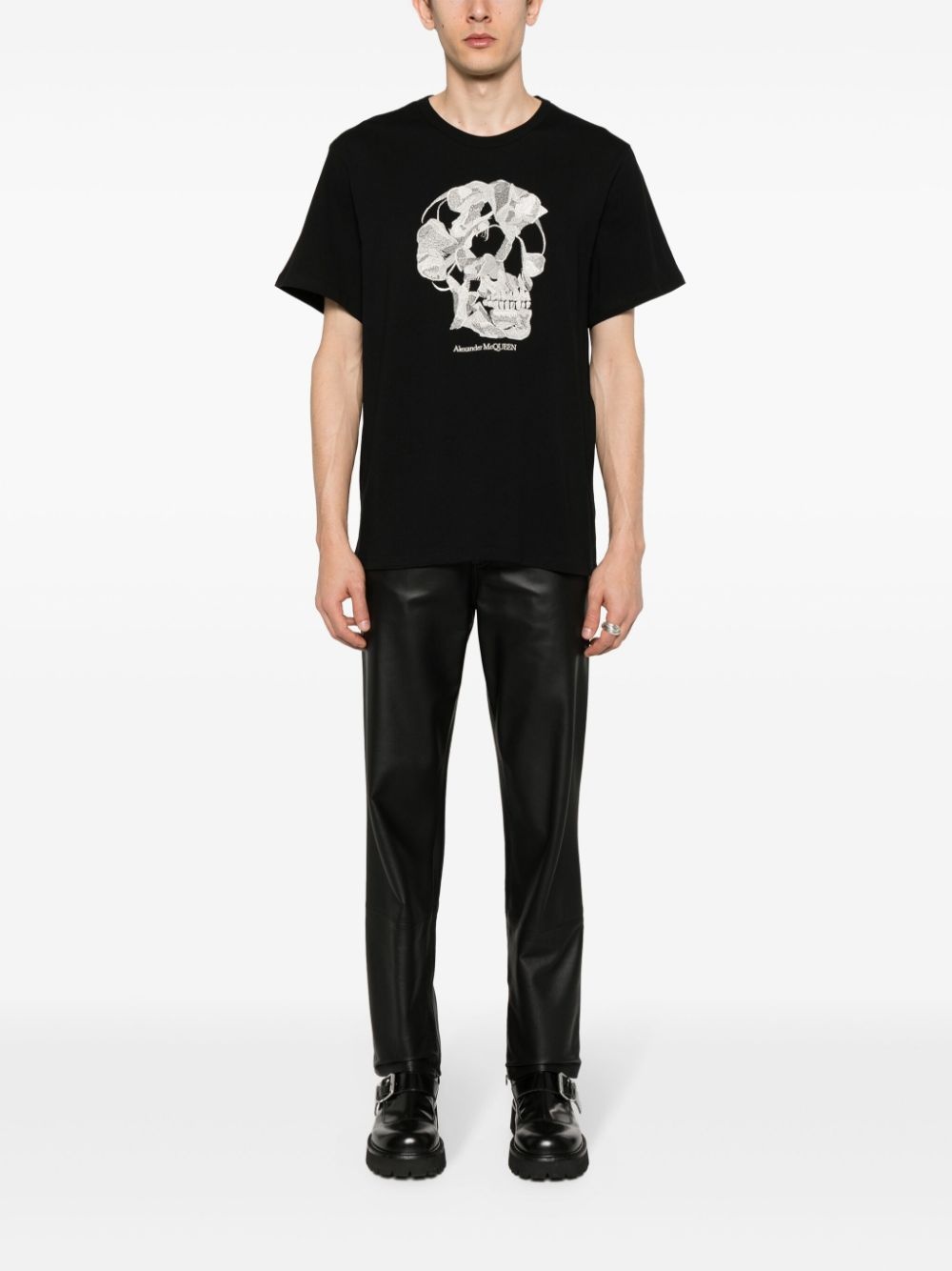 SKULL-EMBROIDERED COTTON T-SHIRT - 2