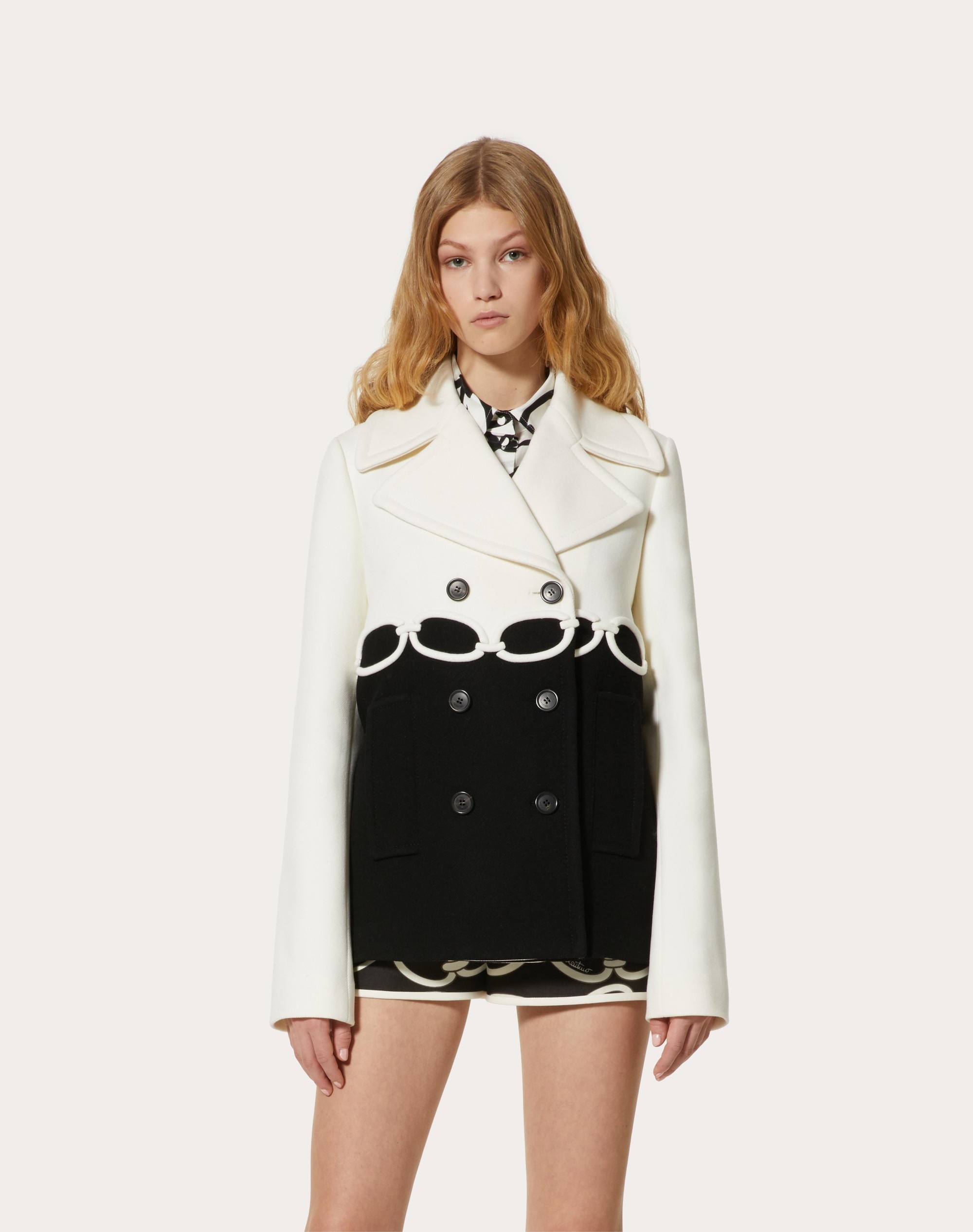 EMBROIDERED DRILL DRAP PEACOAT - 3