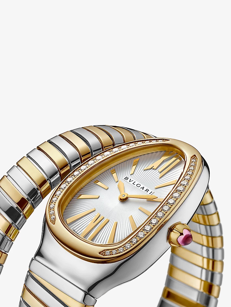 BR858992 Serpenti Tubogas 18ct yellow-gold, stainless steel and brilliant-cut diamond quartz watch - 2