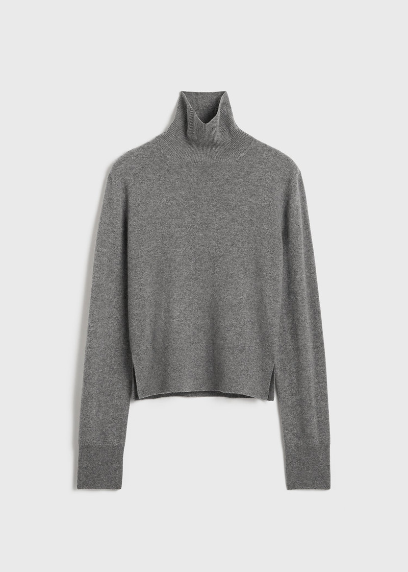 Cropped turtleneck grey melange - 1