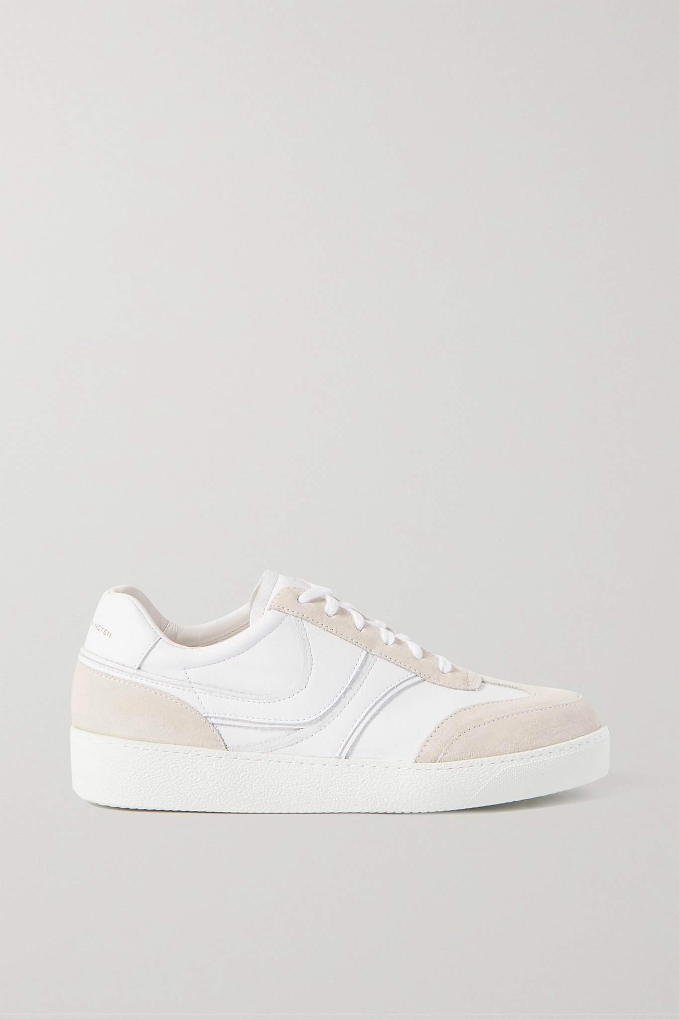 Suede-trimmed leather sneakers - 1