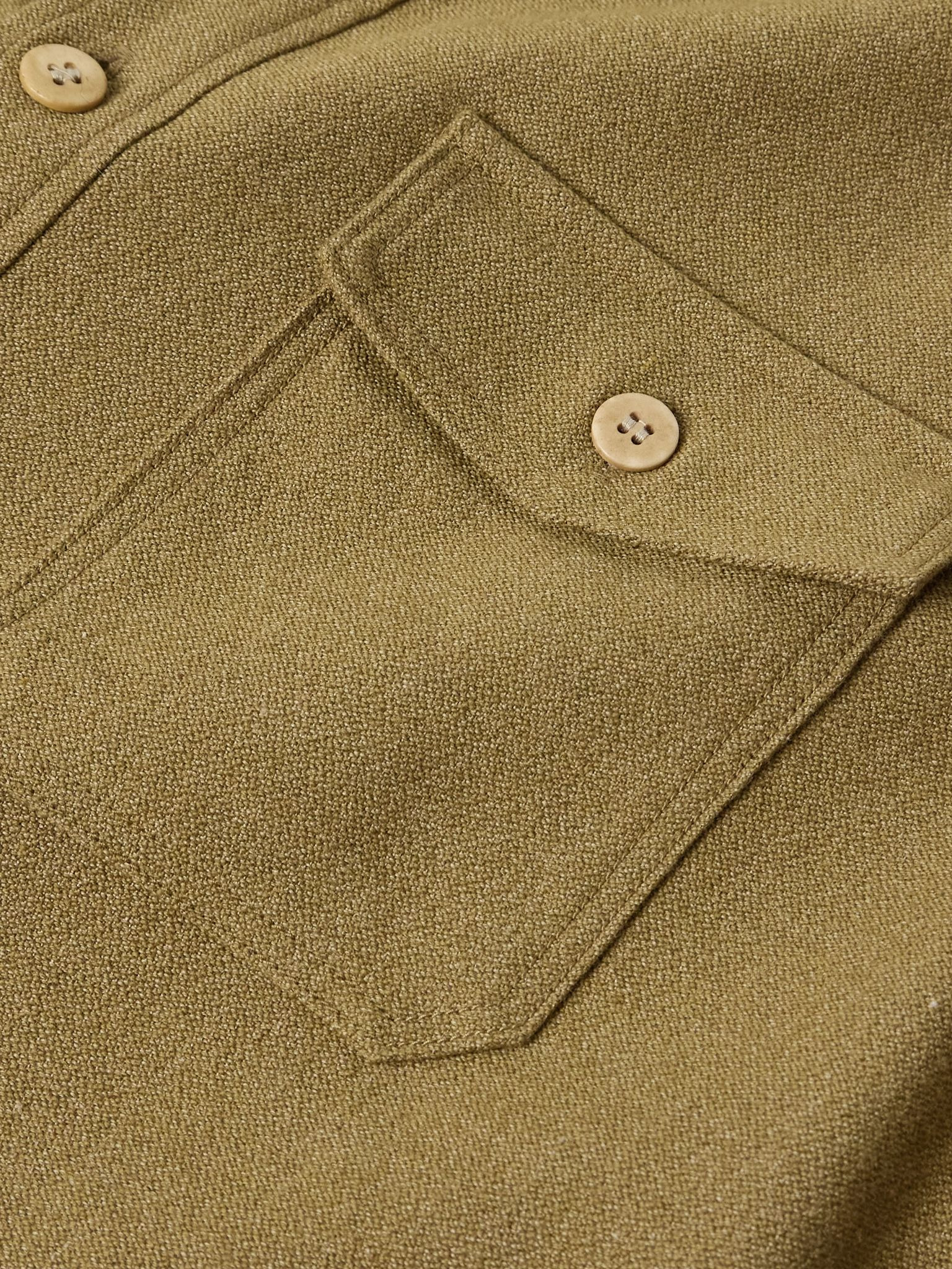 Wool and Linen-Blend Overshirt Green - 5