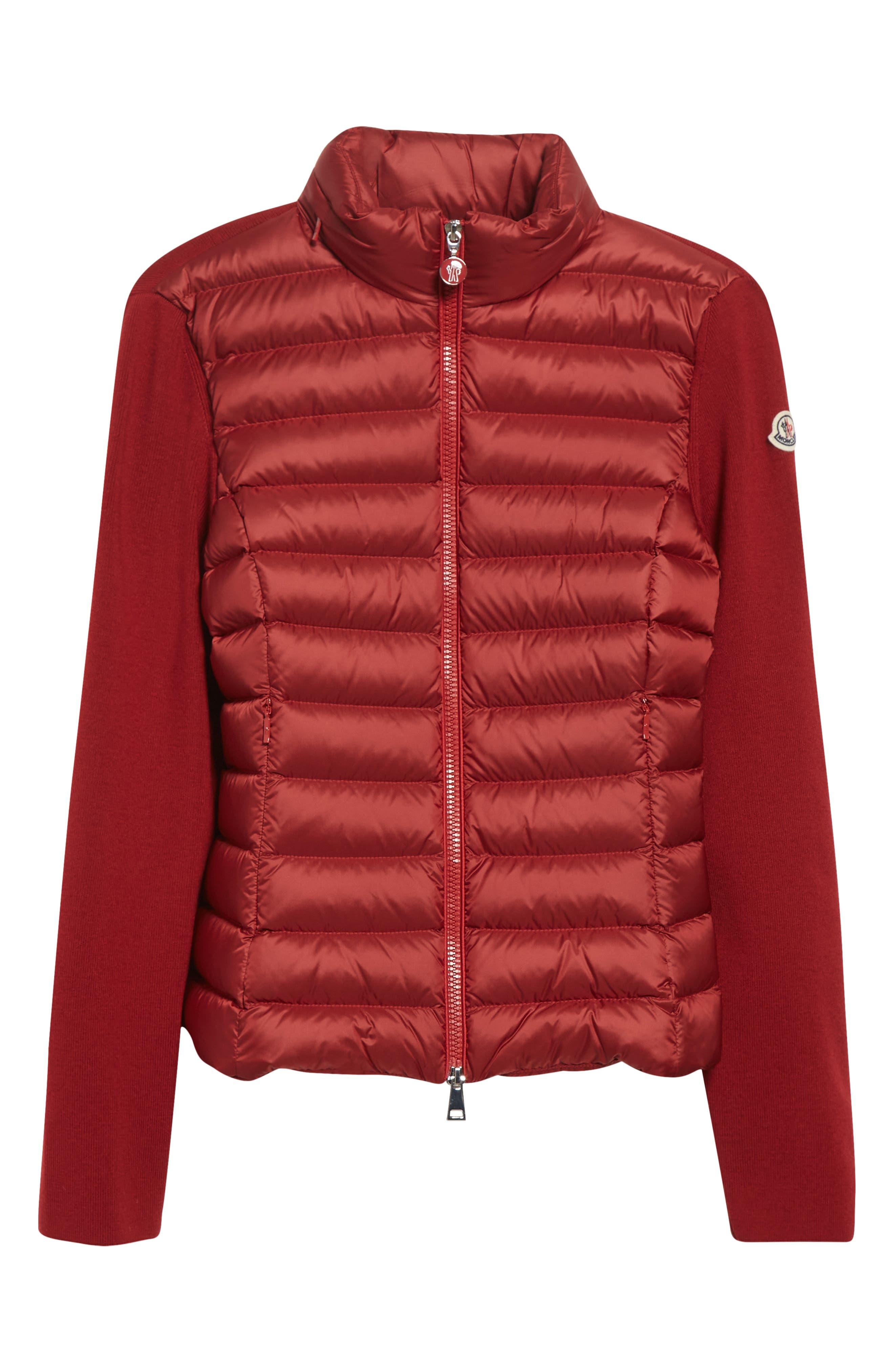 Moncler Virgin Wool-Blend Knit & Down Cardigan in Red Auburn at Nordstrom - 5