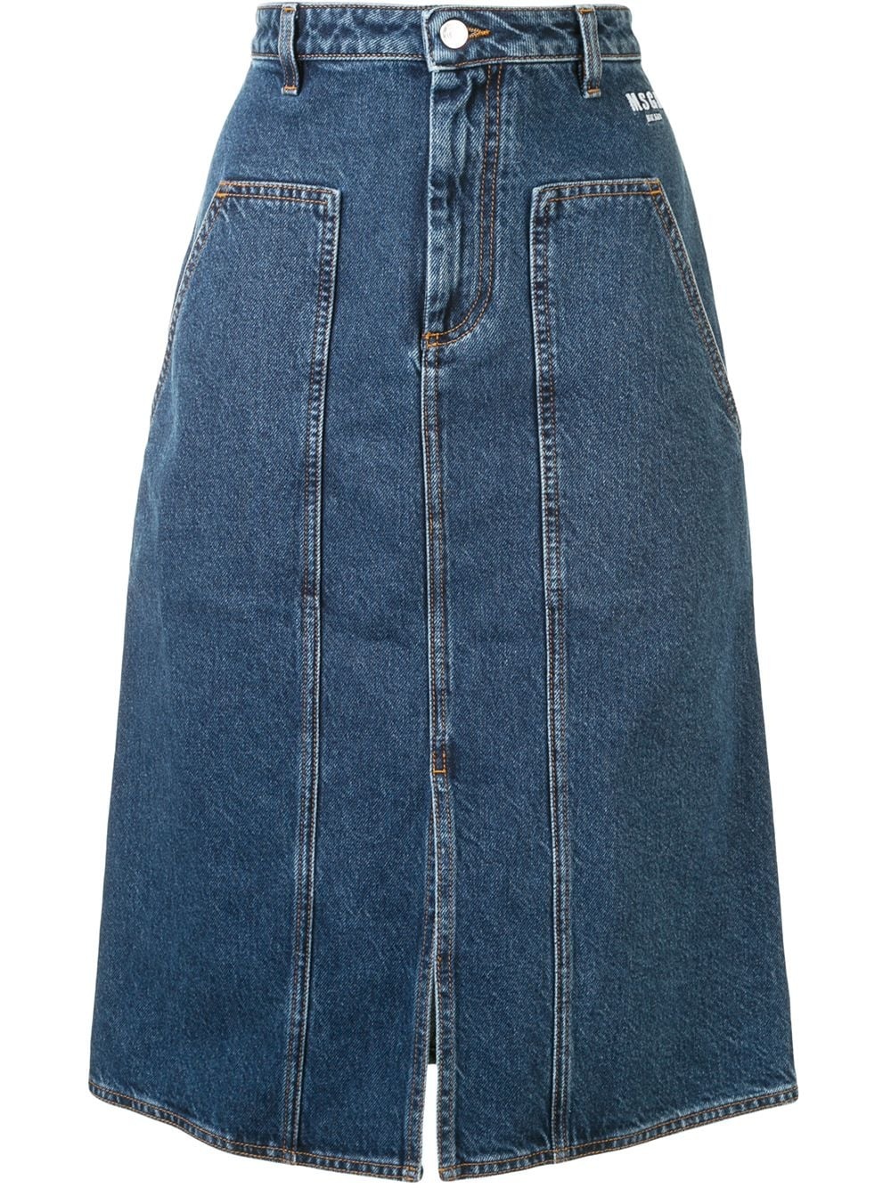 high-waisted panelled denim skirt - 1