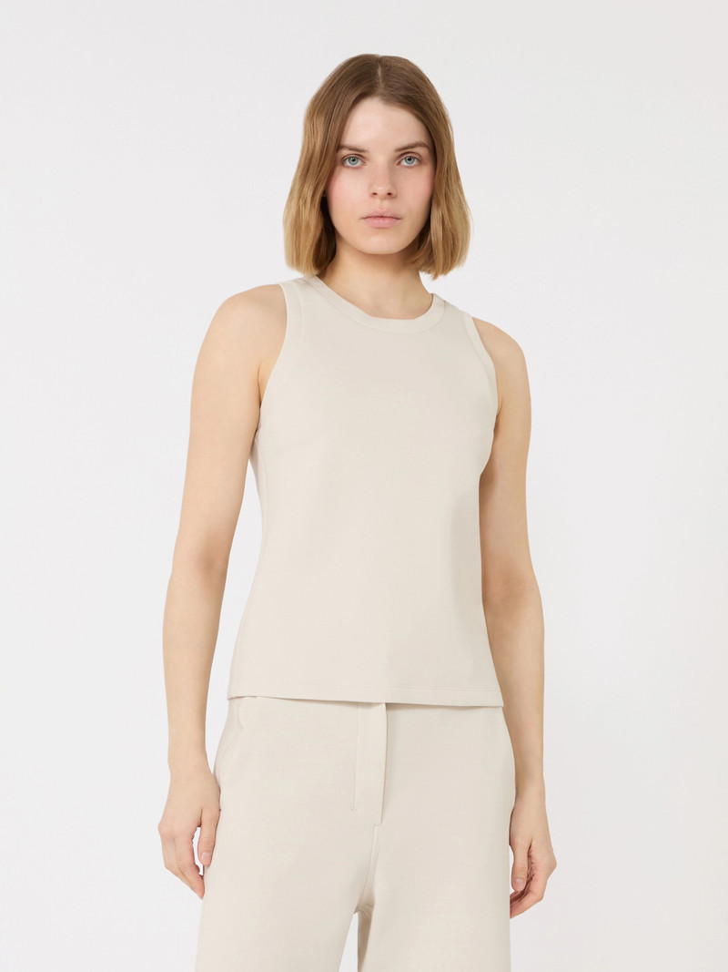 CAROLINA Cotton blend jersey top - BEIGE 3