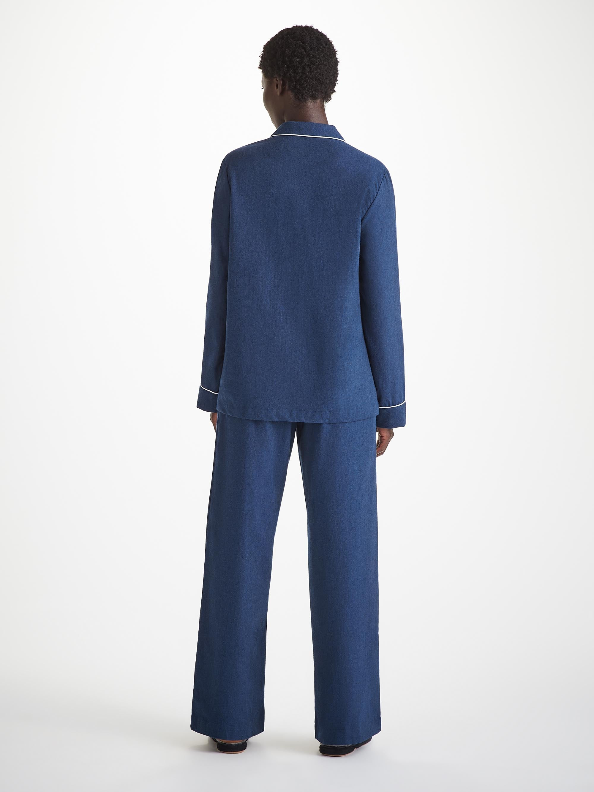 Women's Pyjamas Balmoral 3 Brushed Cotton Navy - 4
