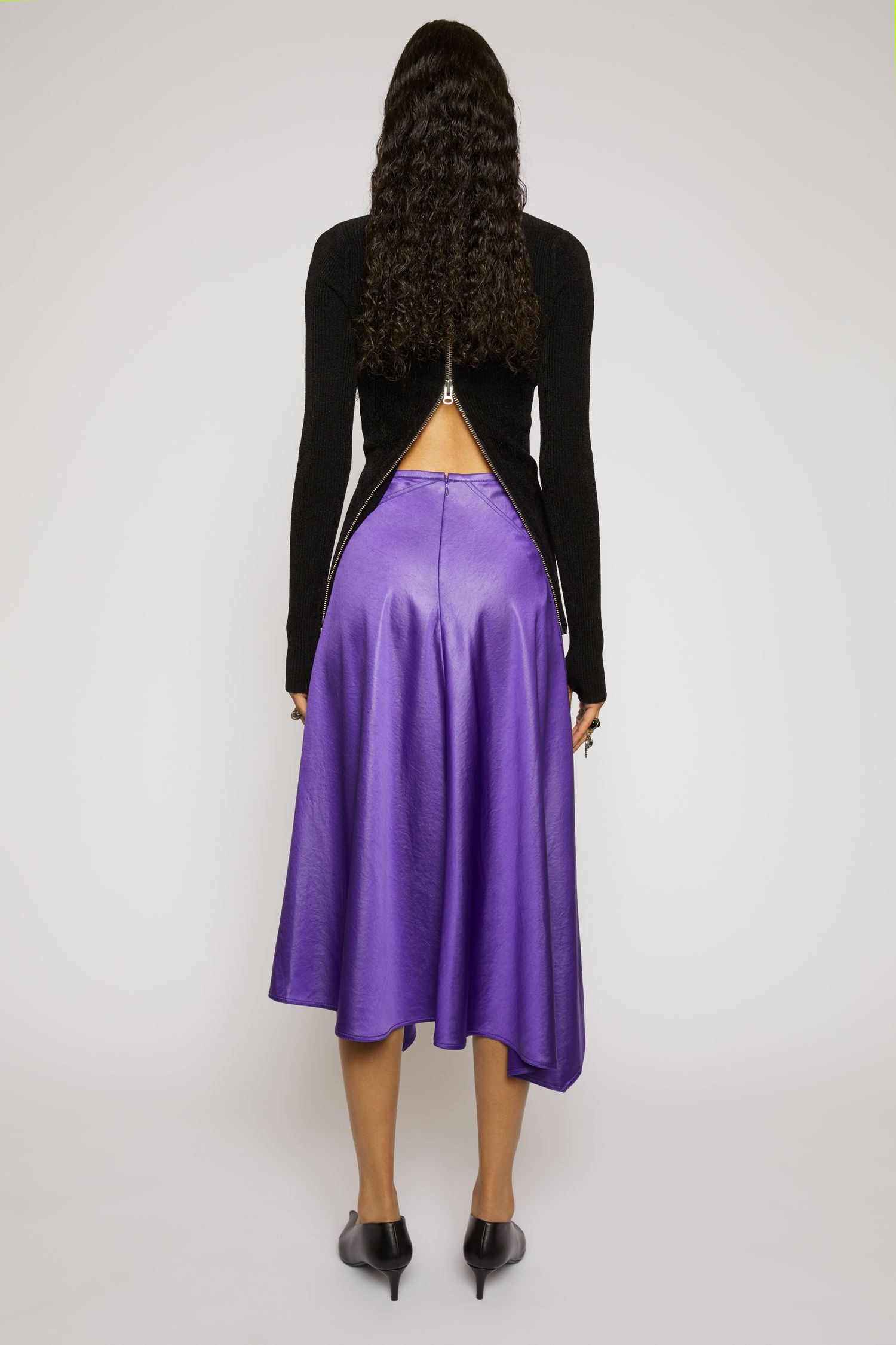 Bias-cut satin skirt electric purple - 4