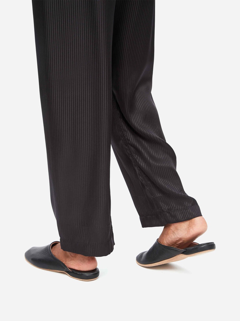 Men's Mule Slippers Morgan Calfskin Leather Black - 6