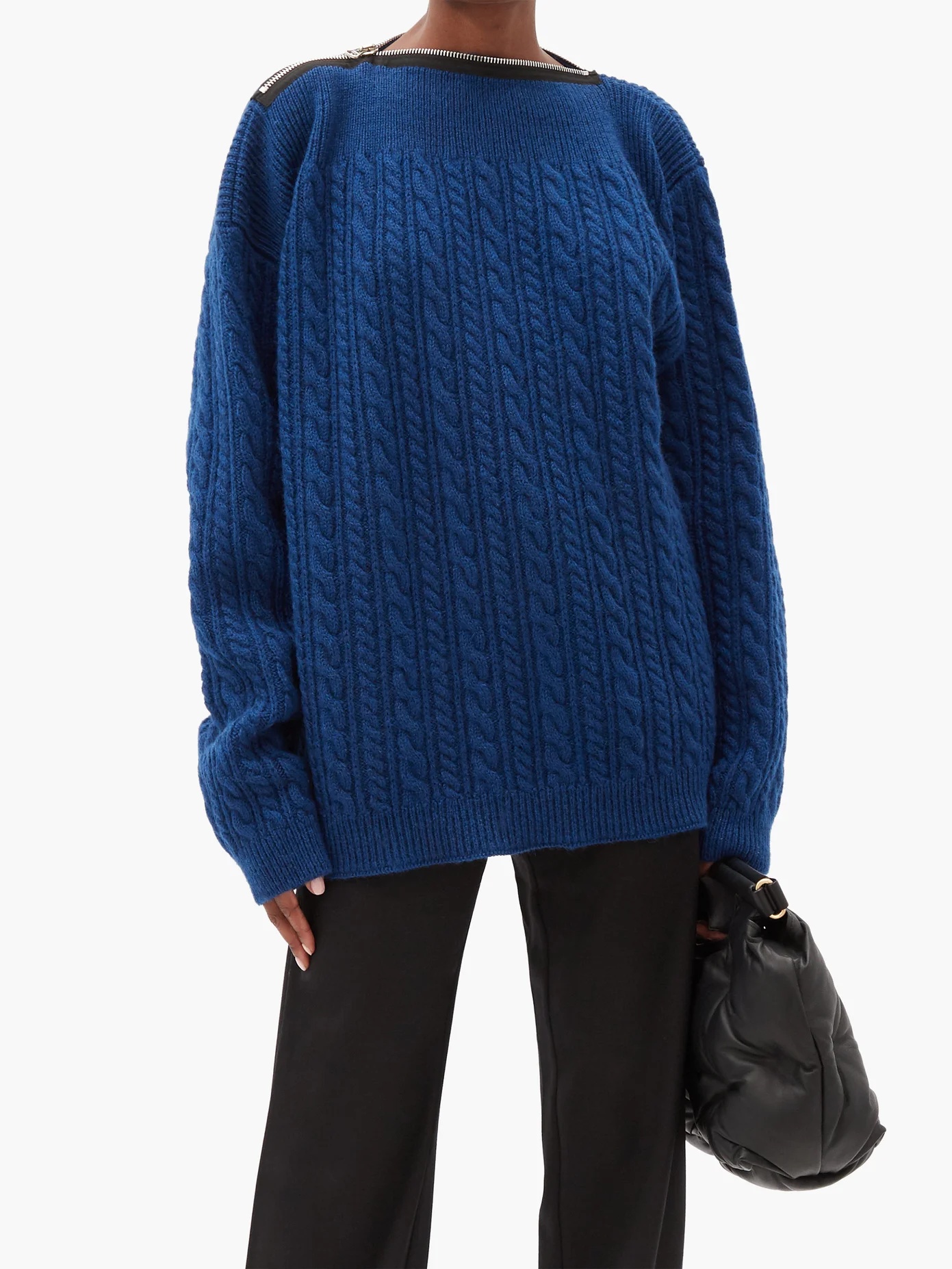 Zipped-neckline cable-knit wool sweater - 6