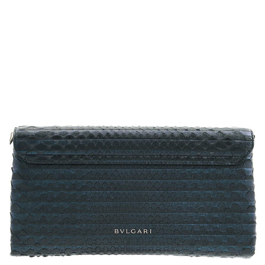 Bvlgari Metallic Teal Python Serpenti Forever Tassel Clutch - 3