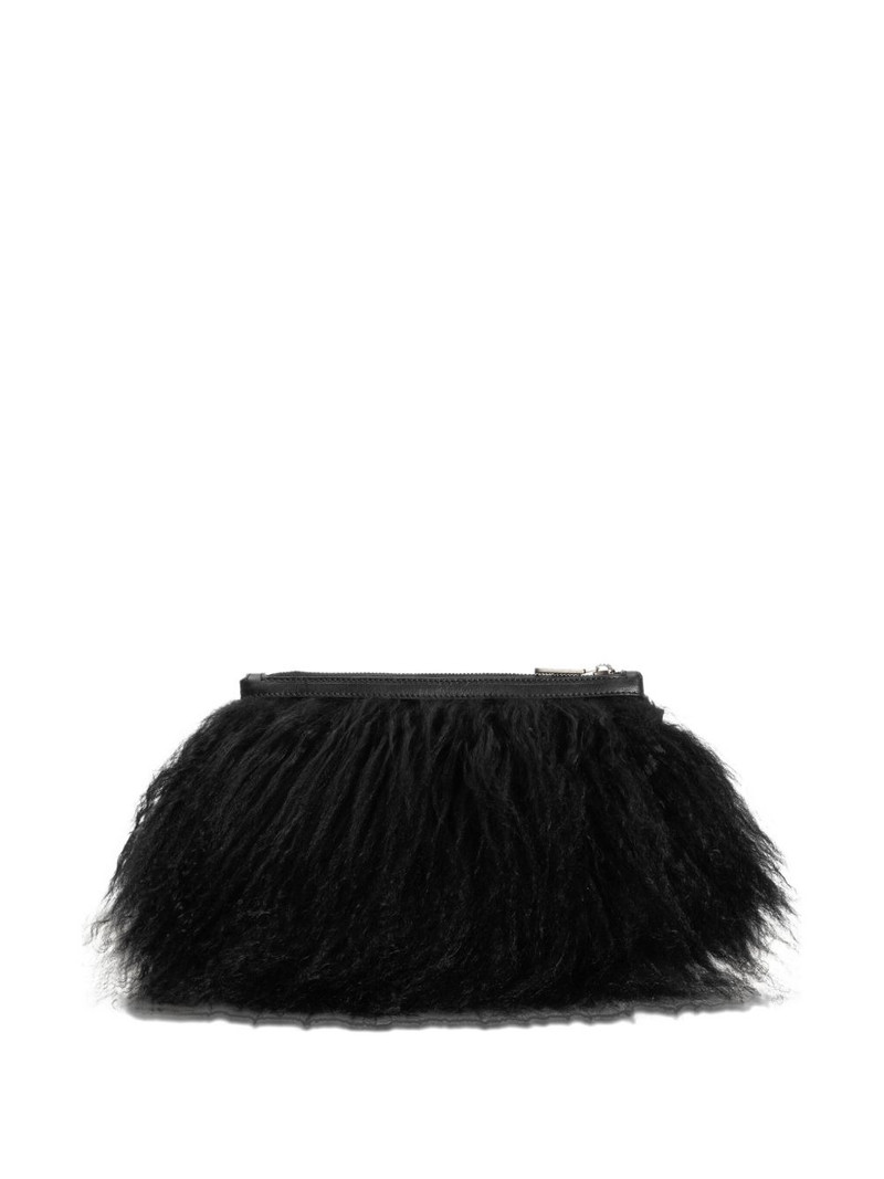 fur-trimmed zip clutch bag 3