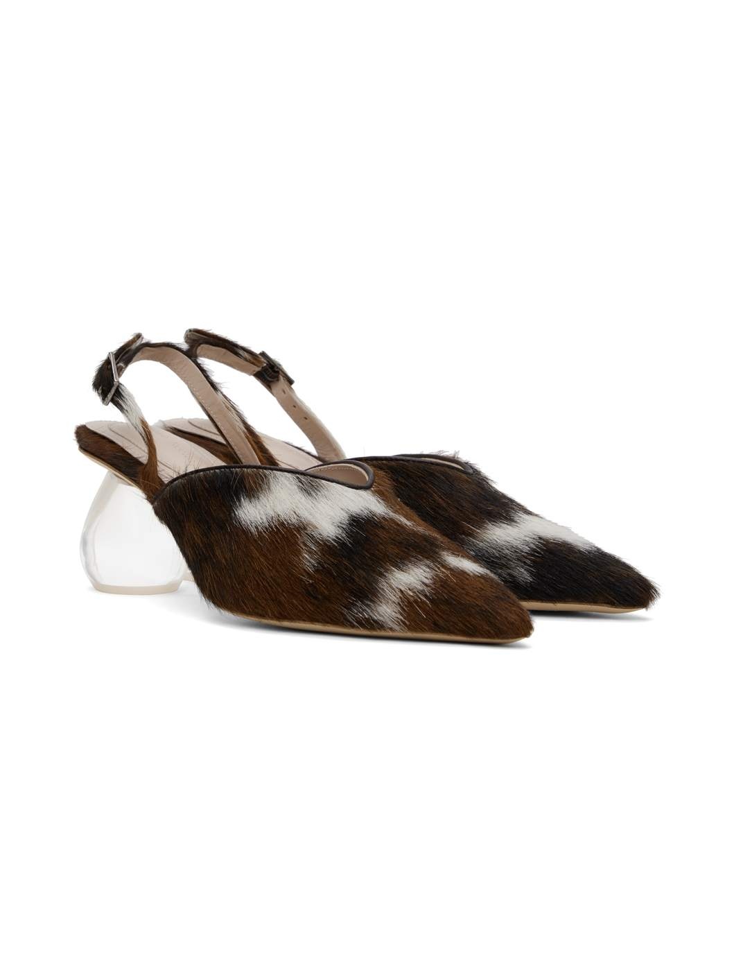 Brown Pointed Slingback Heels - 4