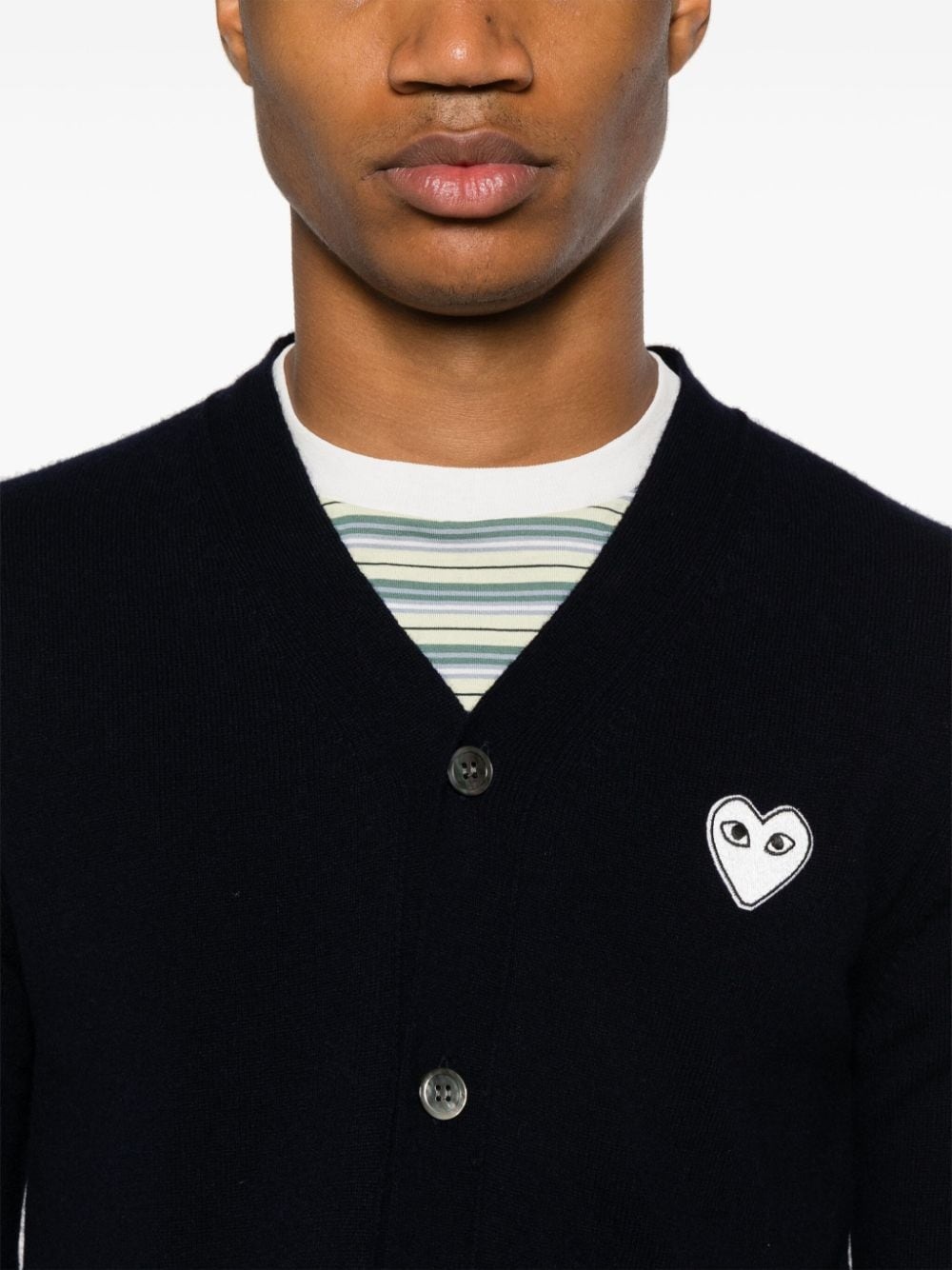 Heart-patch wool cardigan - 6