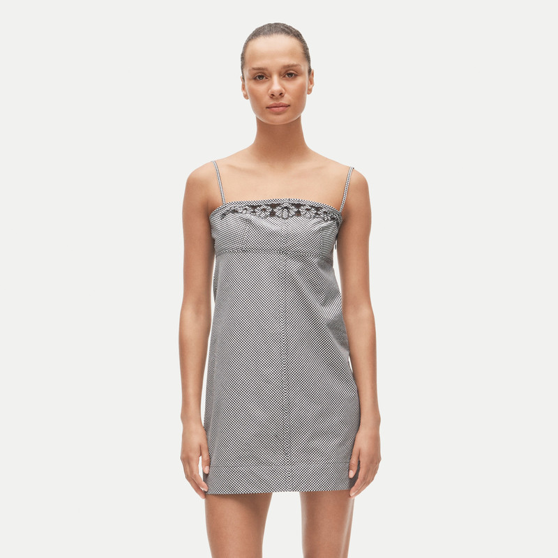 Embroidered mini dress in gingham 3