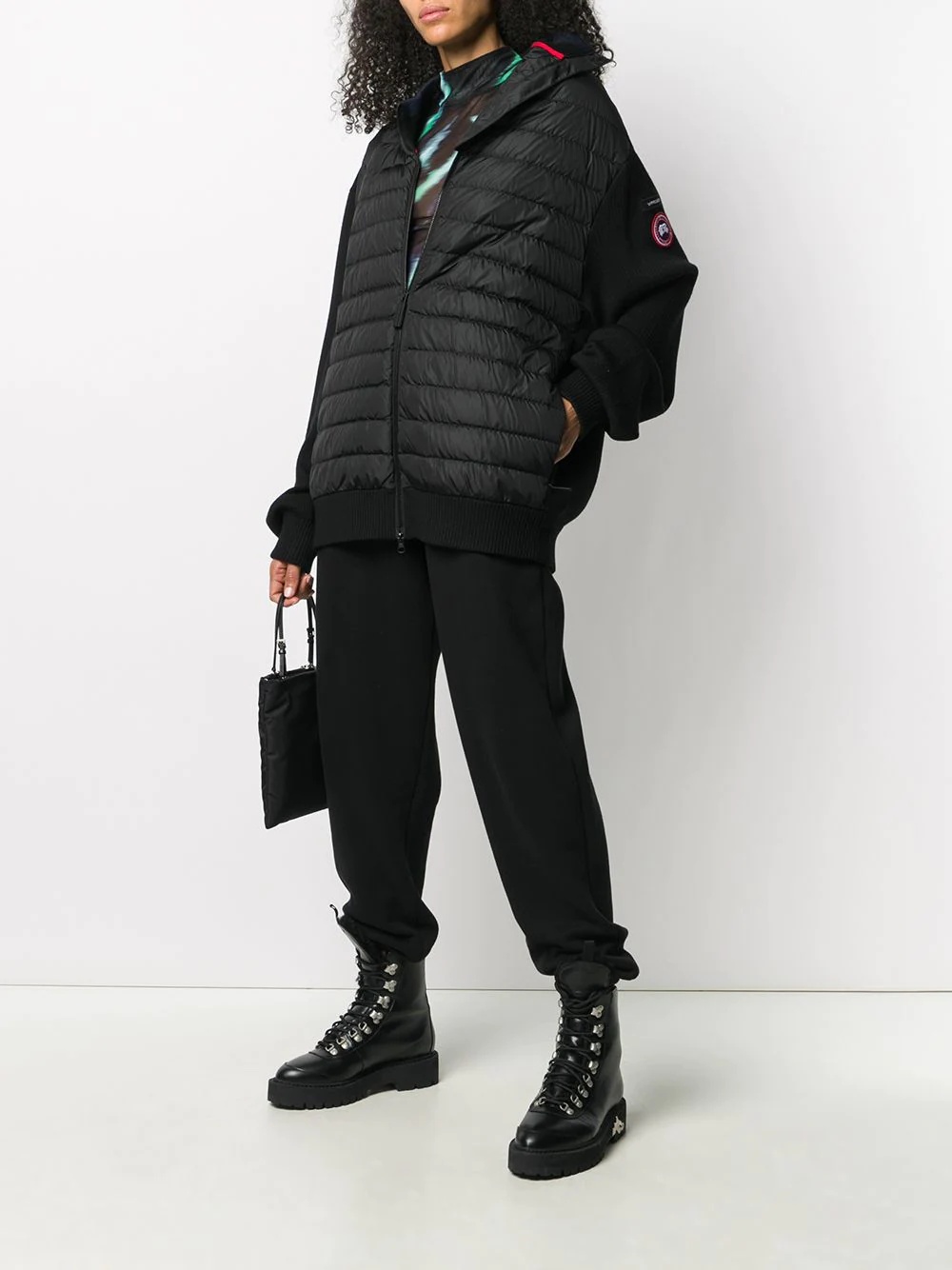 contrasting sleeved puffer jacket - 3