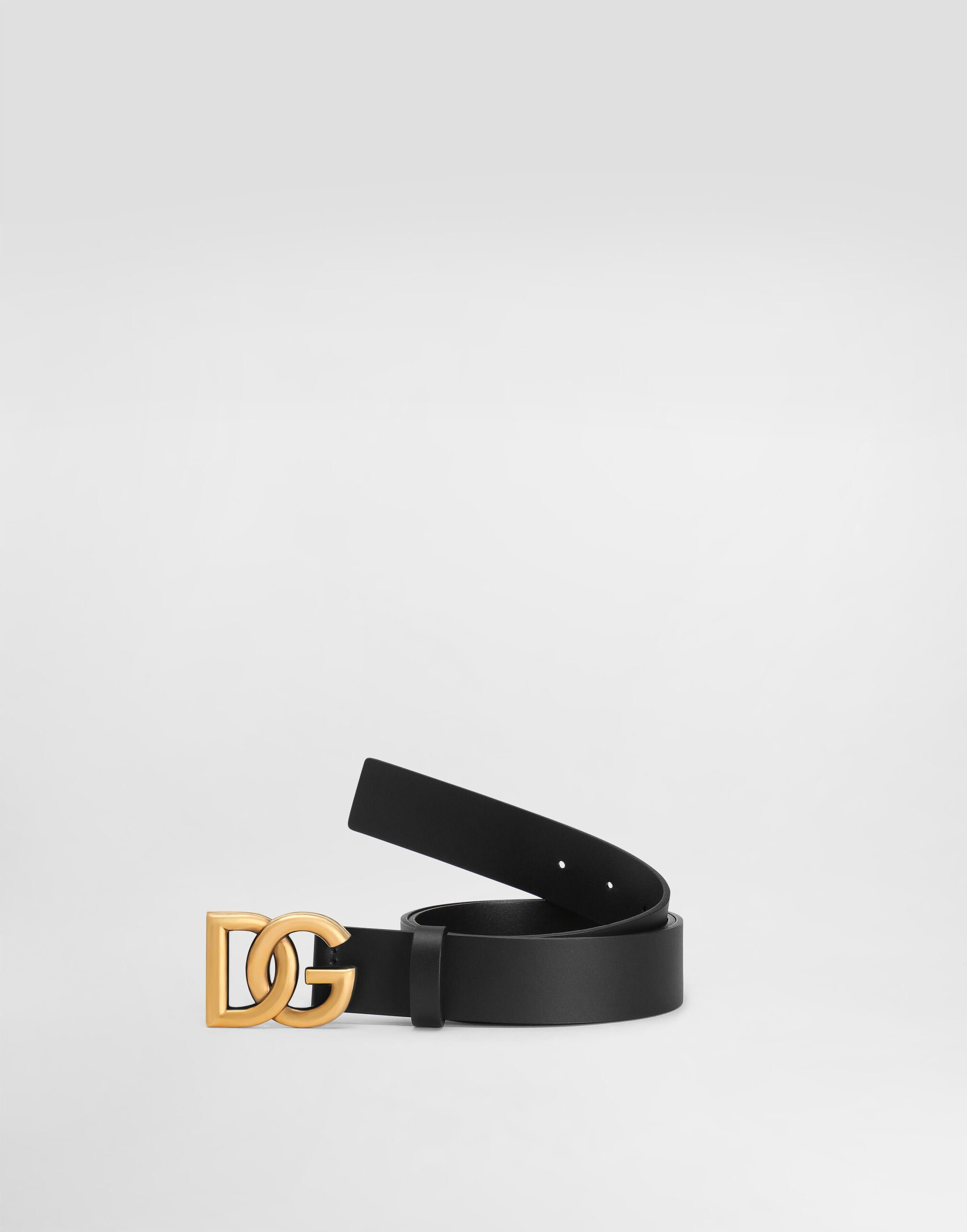 Lux leather belt with crossover DG logo buckle - 4