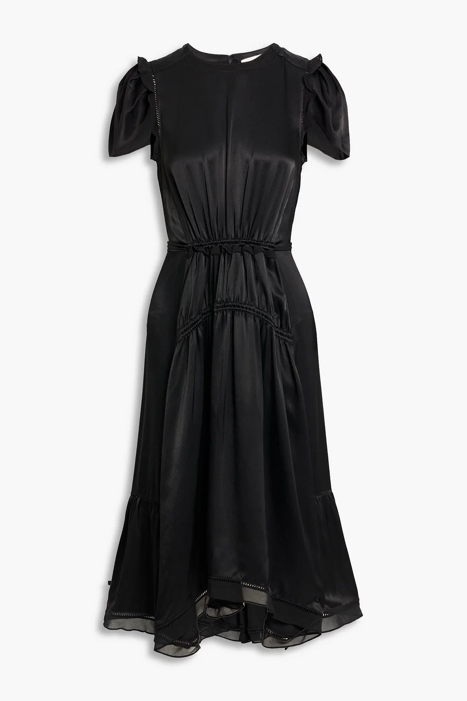 Ruffled chiffon-trimmed satin midi dress - 1