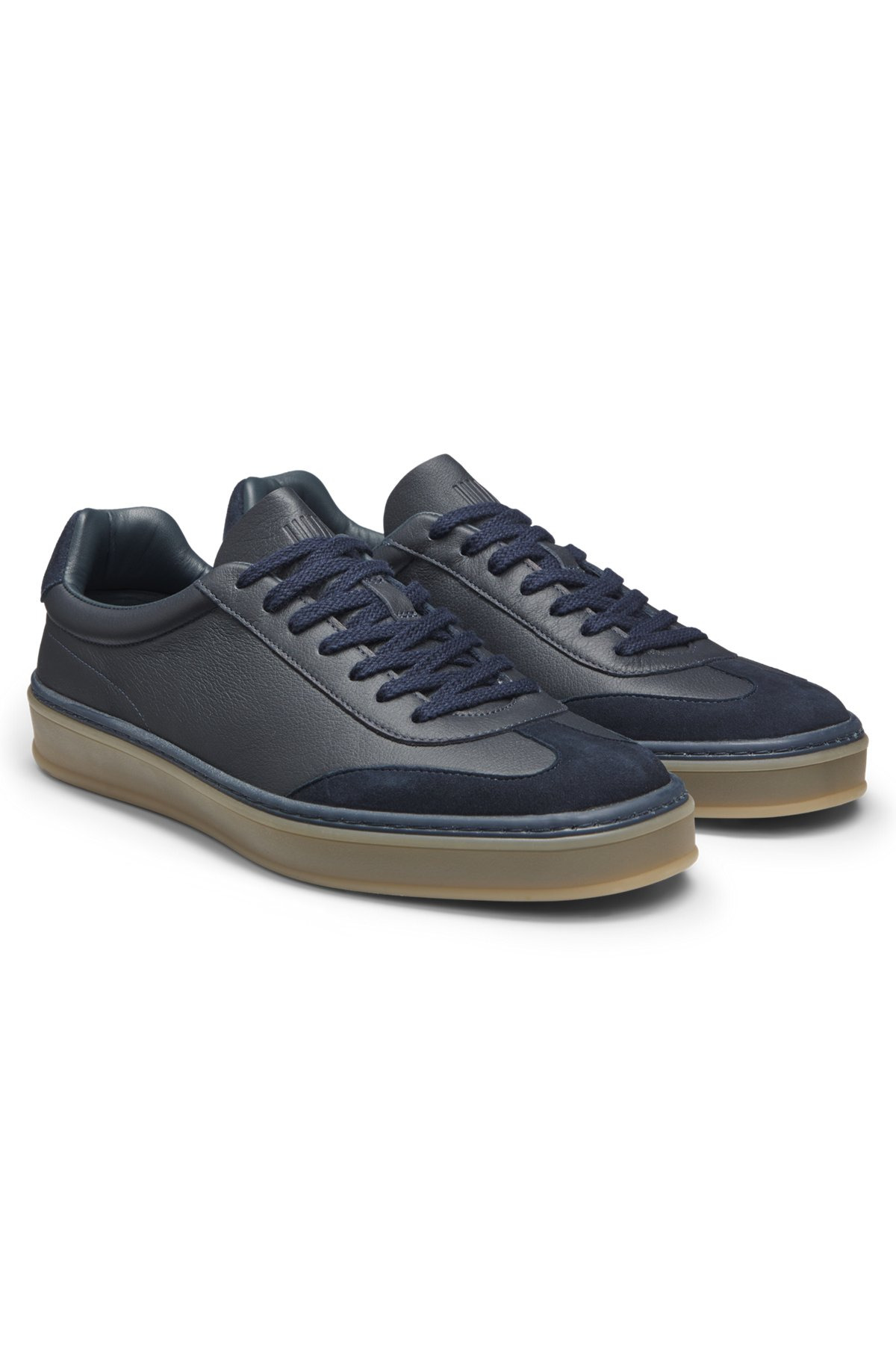 BECKHAM X BOSS GRAINED-LEATHER TRAINERS WITH SUEDE TRIMS - 2