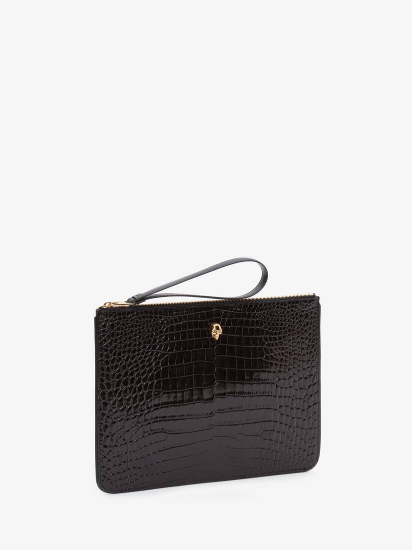 Skull Zip Pouch in Black - 2