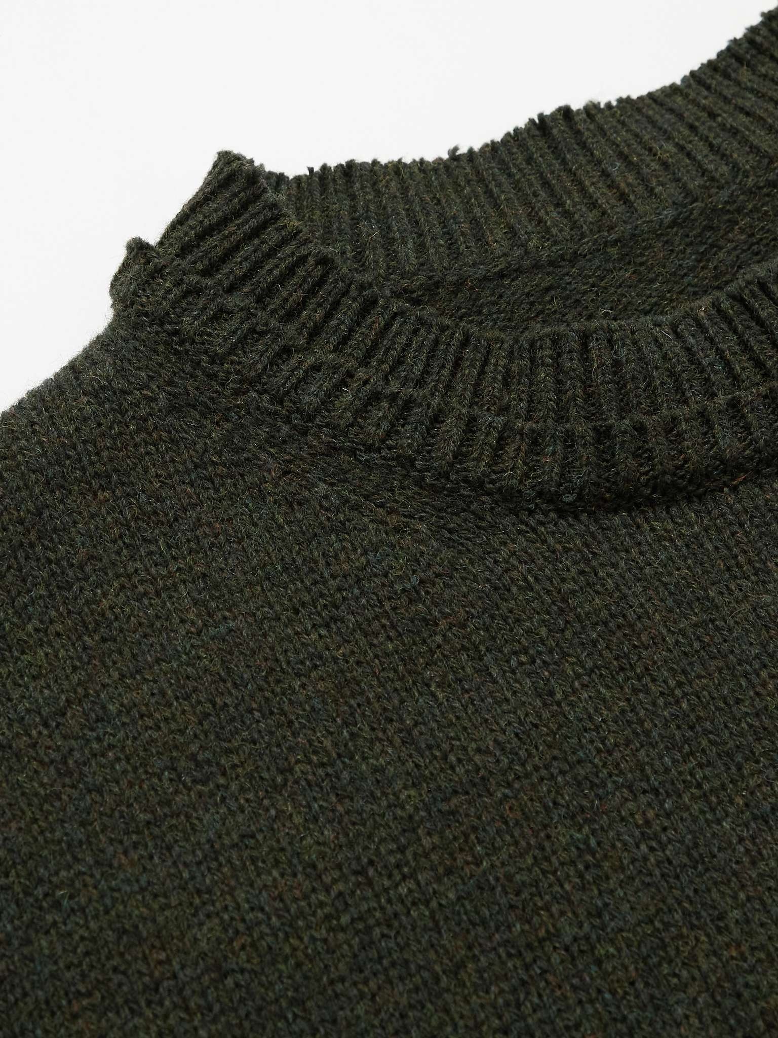 Suede-Trimmed Wool Sweater - 5