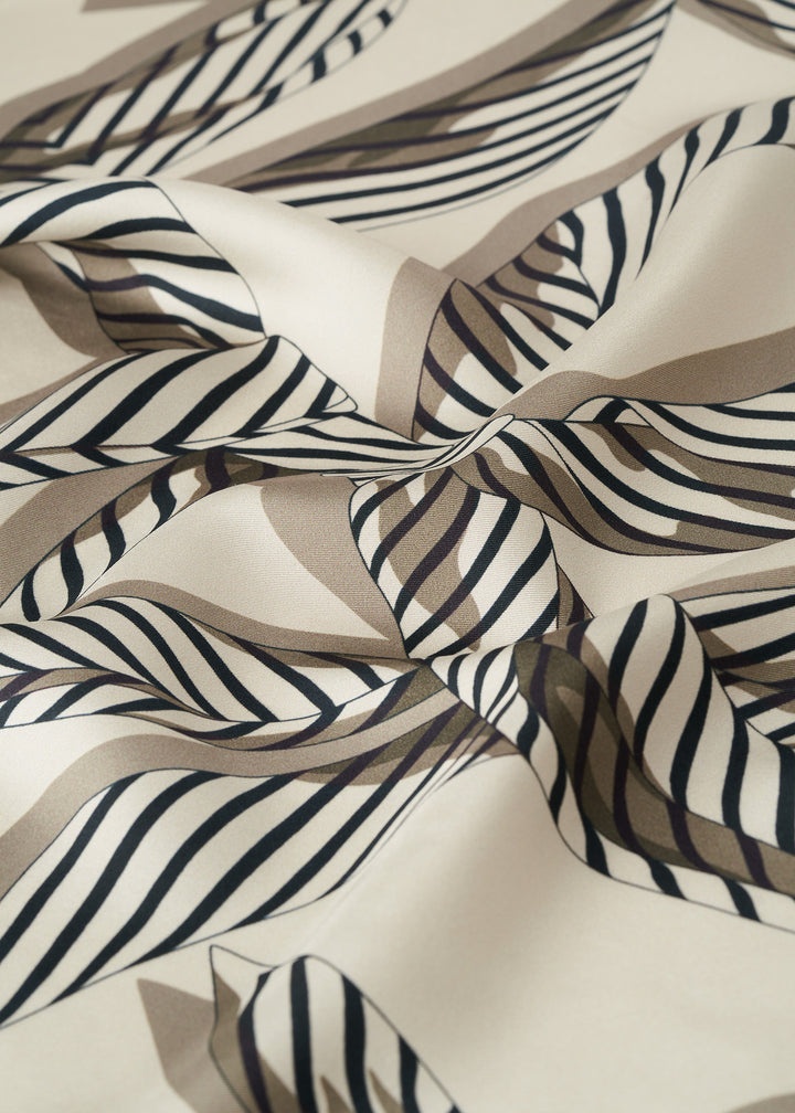 Knotted monogram silk scarf creme - 8