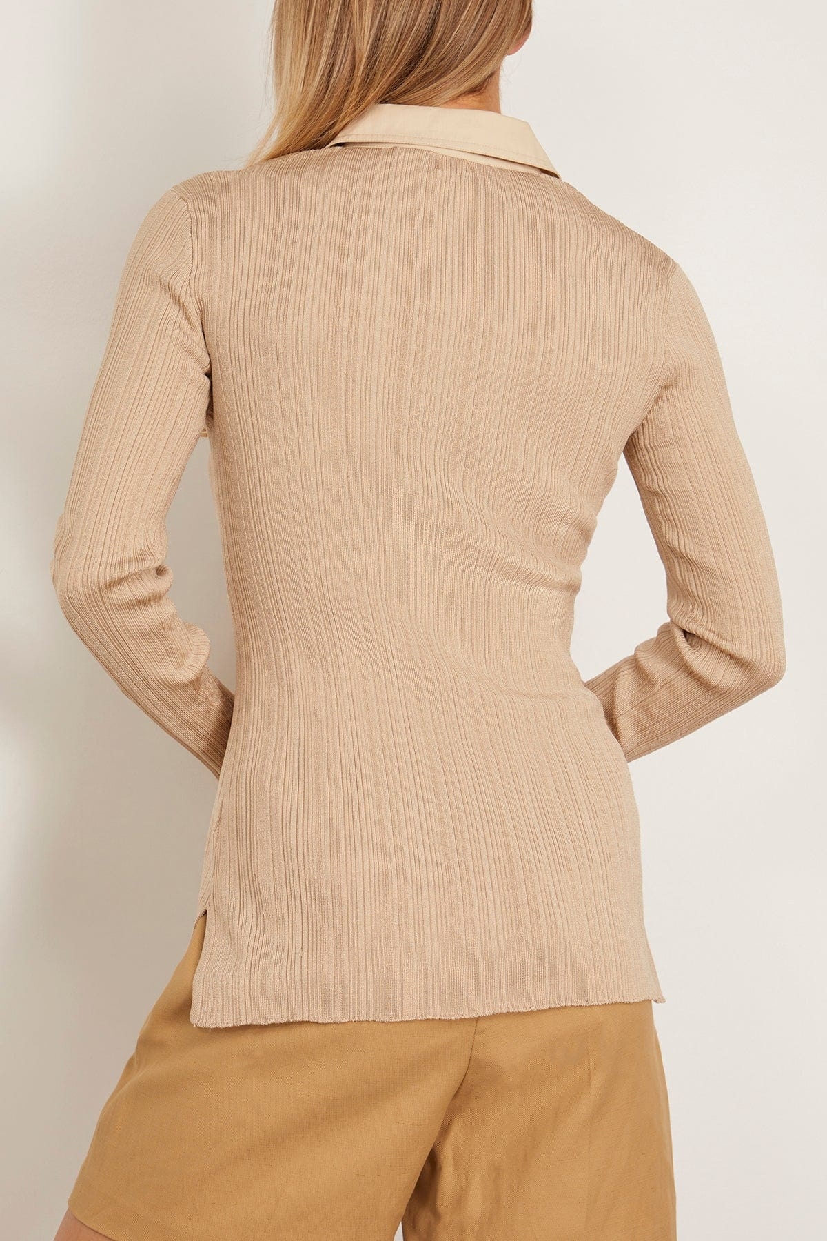 Half-Placket Knit Shirt in Peanut - 4