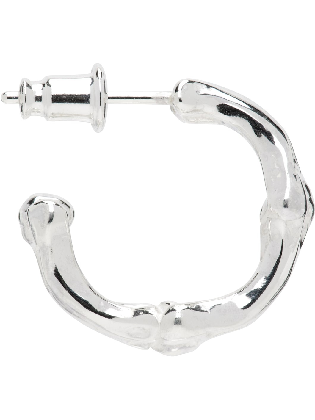 Silver Bone Shaped M Single Earring - 1