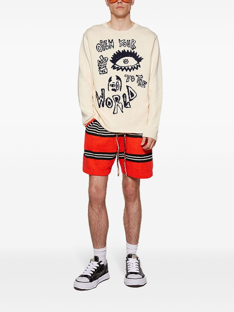 The Elder Statesman graphic intarsia-knit cotton jumper outlook