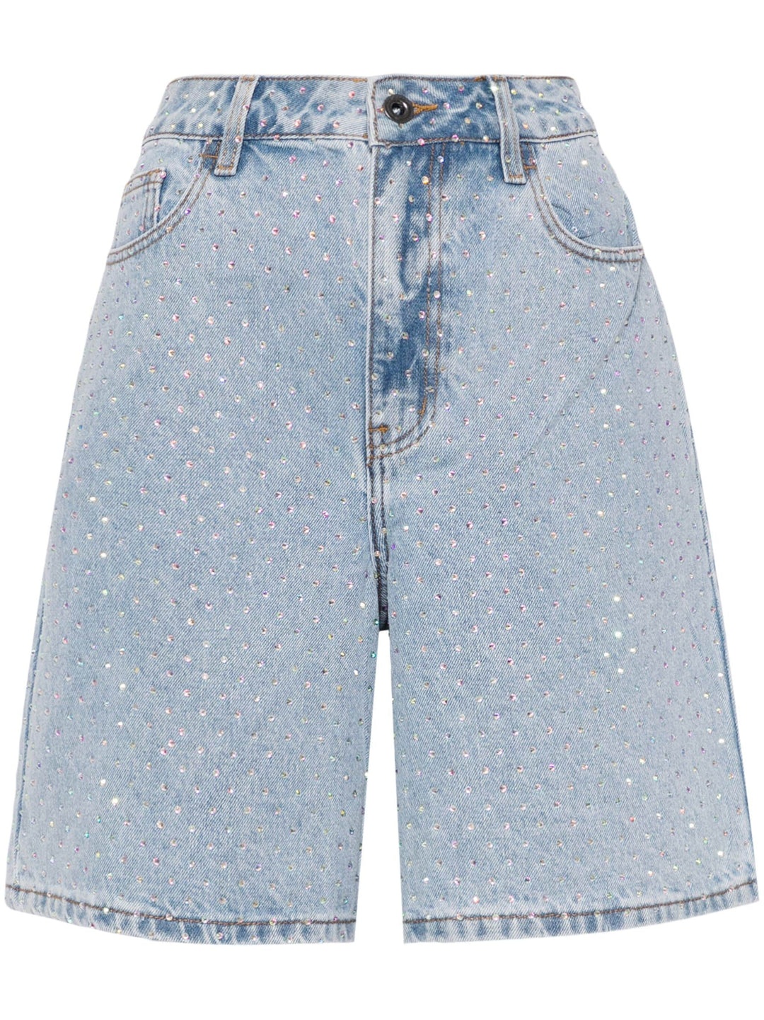 Rhinestone Denim Shorts - 1