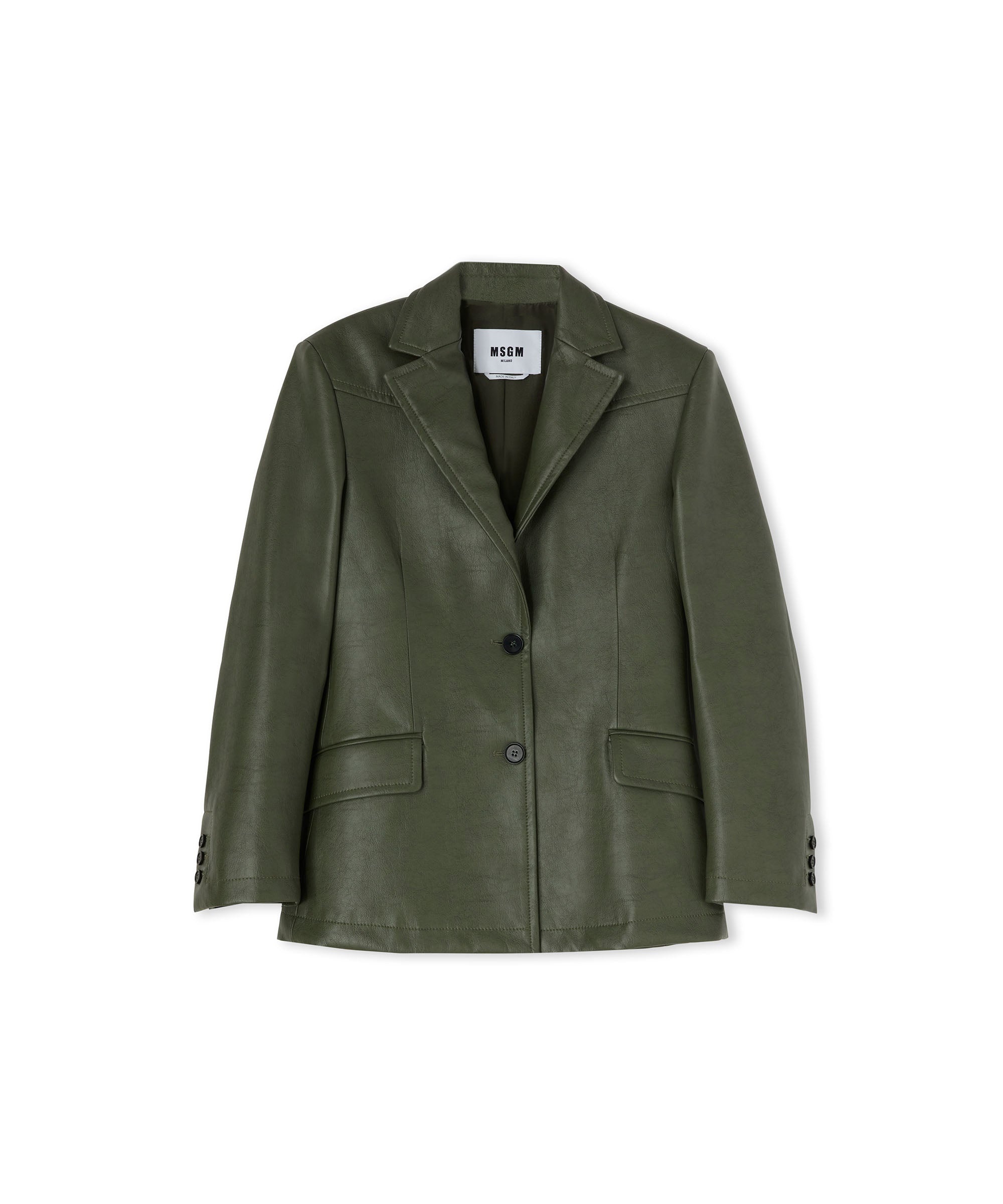 Faux leather single-breasted blazer - 1