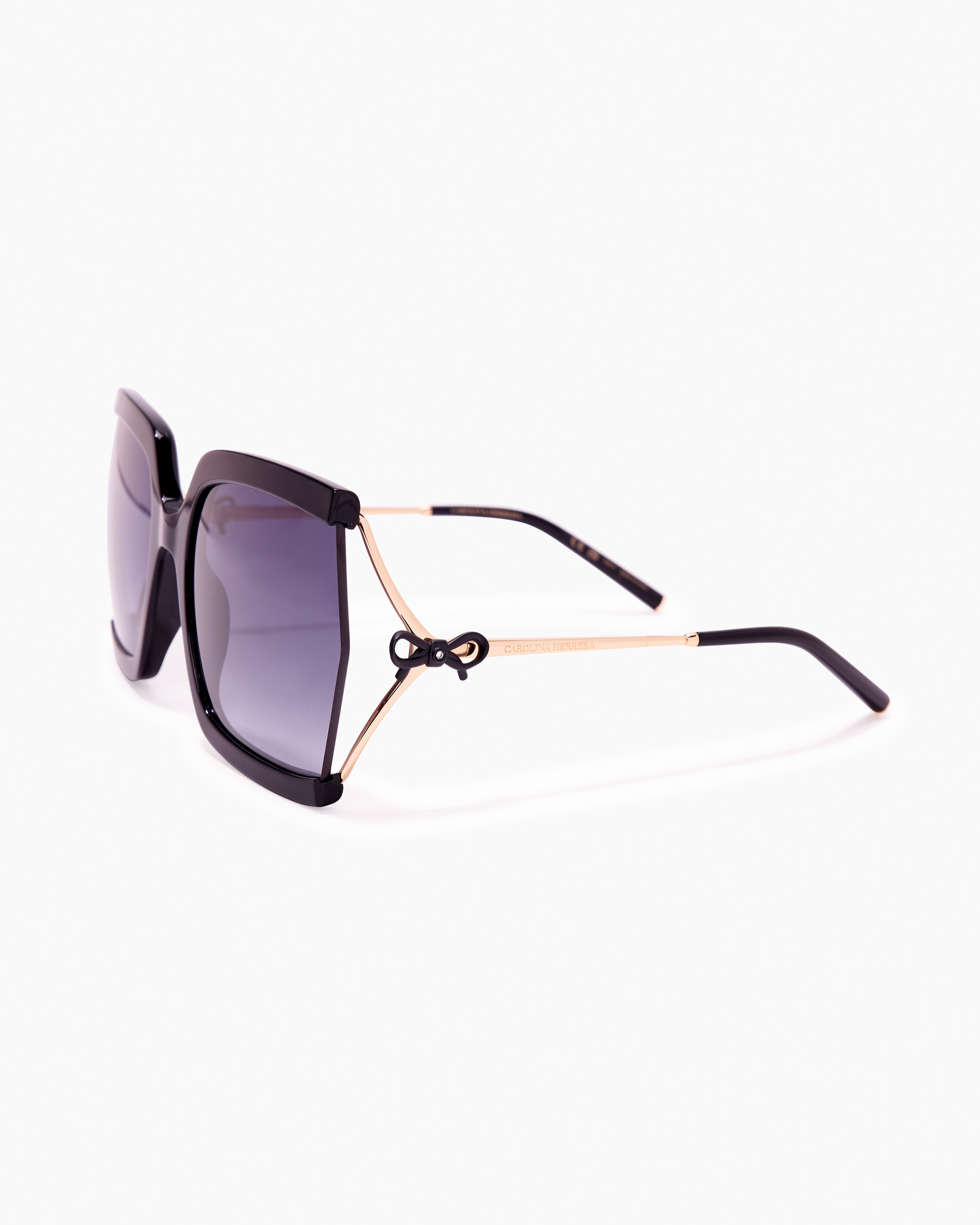 Bow-Embellished Oversized Rectangular Sunglasses - 2
