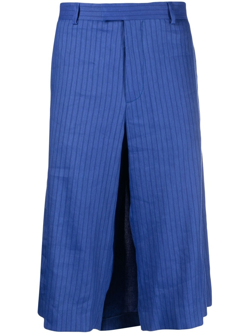 stripe-pattern knee-length shorts 1