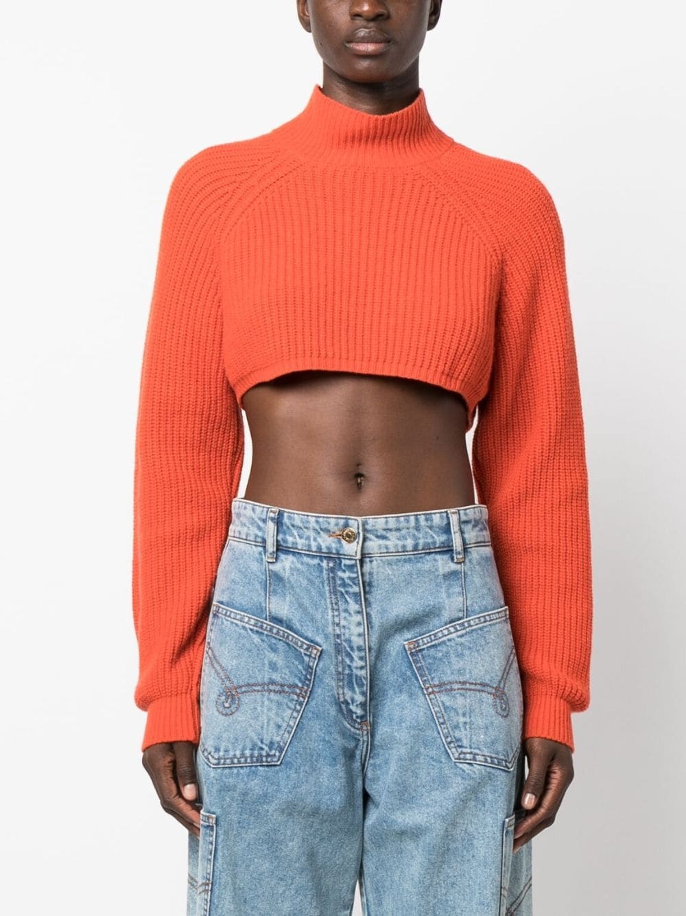 cropped knitted jumper - 3