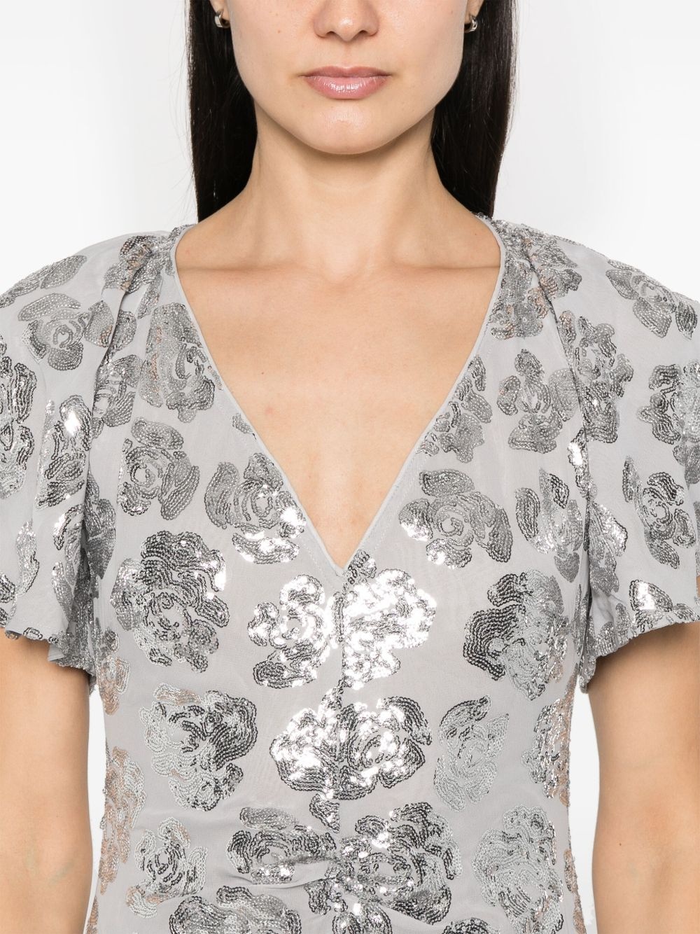 sequin-embellished chiffon midi dress - 5