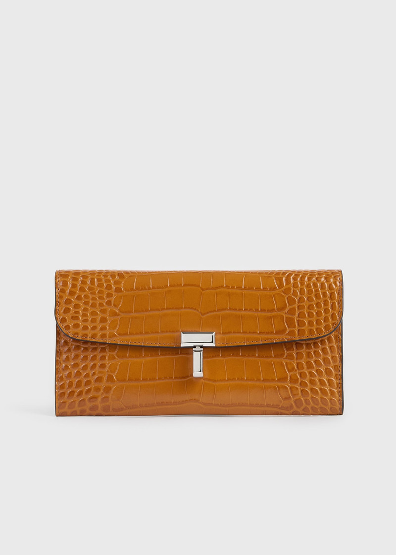 T-lock croco-embossed wallet tangerine 1