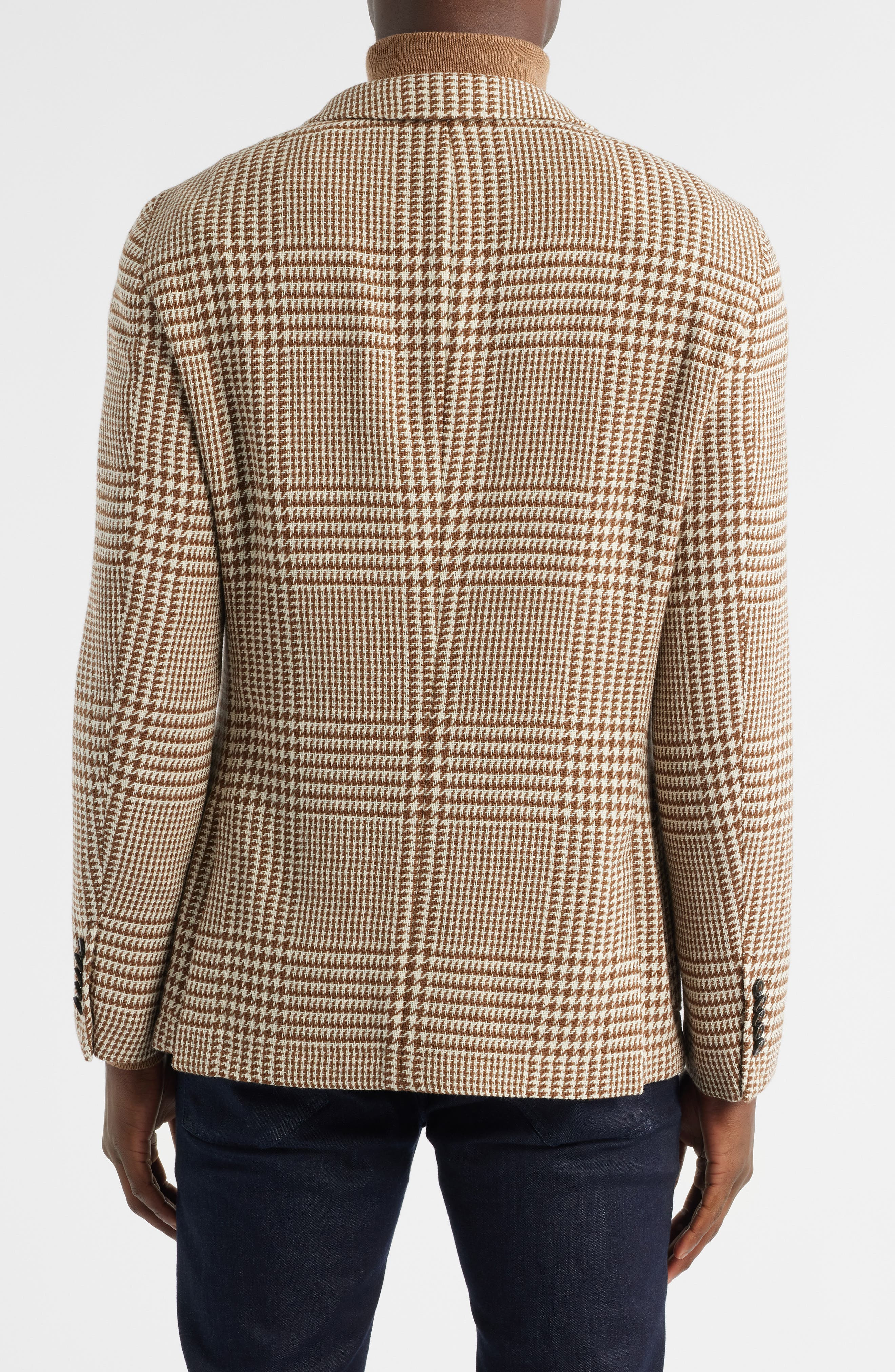 BOSS Heston Slim Fit Glen Plaid Wool Sport Coat in Med Brown at Nordstrom - 2