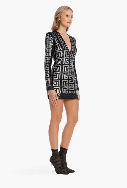 Short sequinned Balmain monogram dress - 7