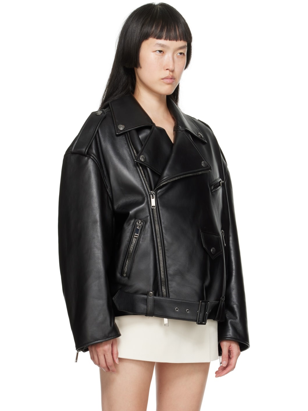 Black Belted Leather Jacket - 2