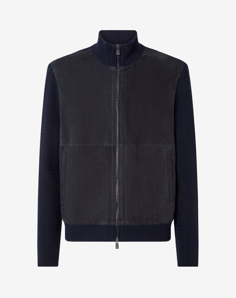 Blue unlined two-fabric jacket 1