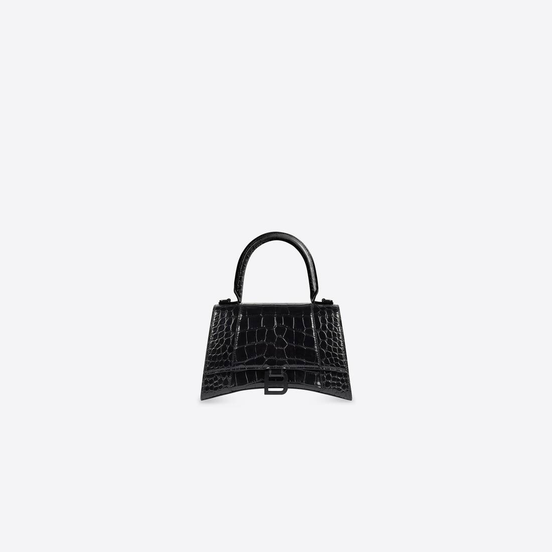 Women's Hourglass Xs Handbag Crocodile Embossed in Black - 1