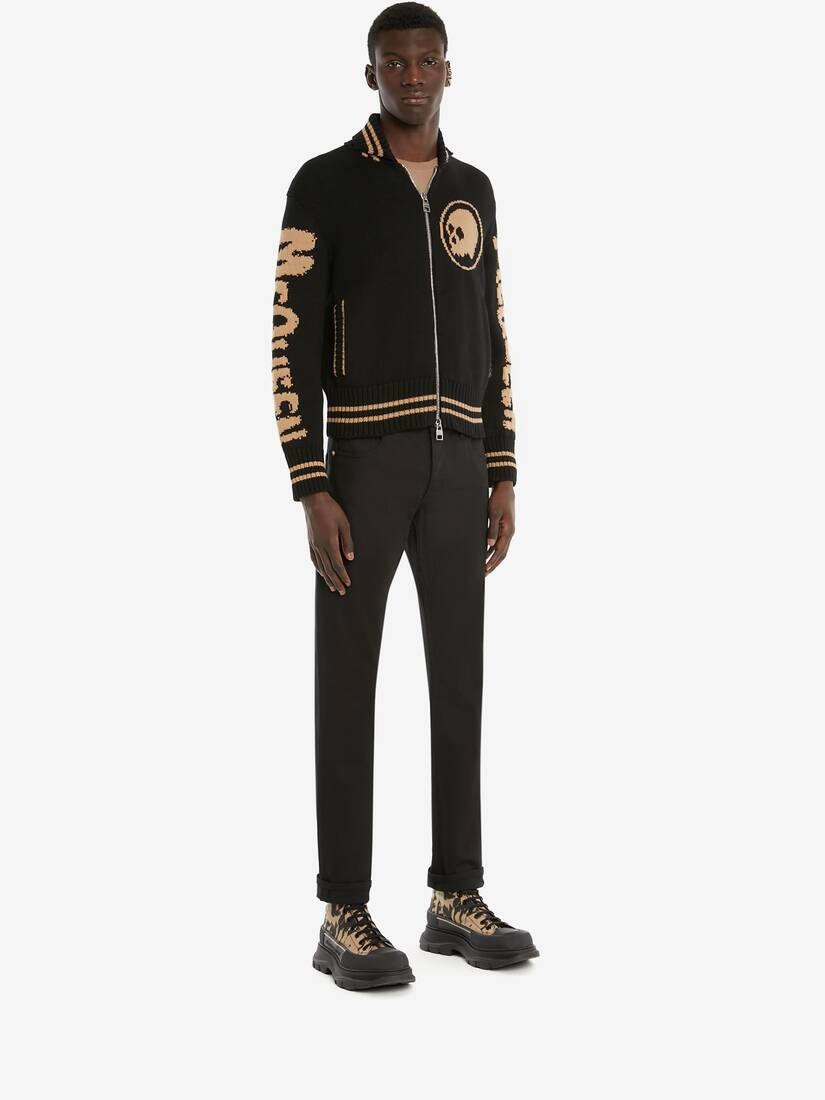 Mcqueen Graffiti Zipped Jumper in Black/beige - 3