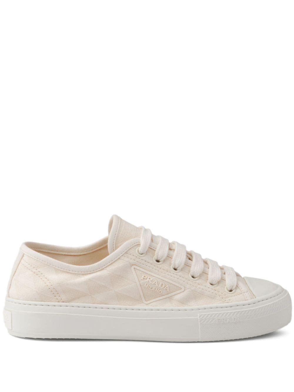 triangle-logo canvas sneakers - 1