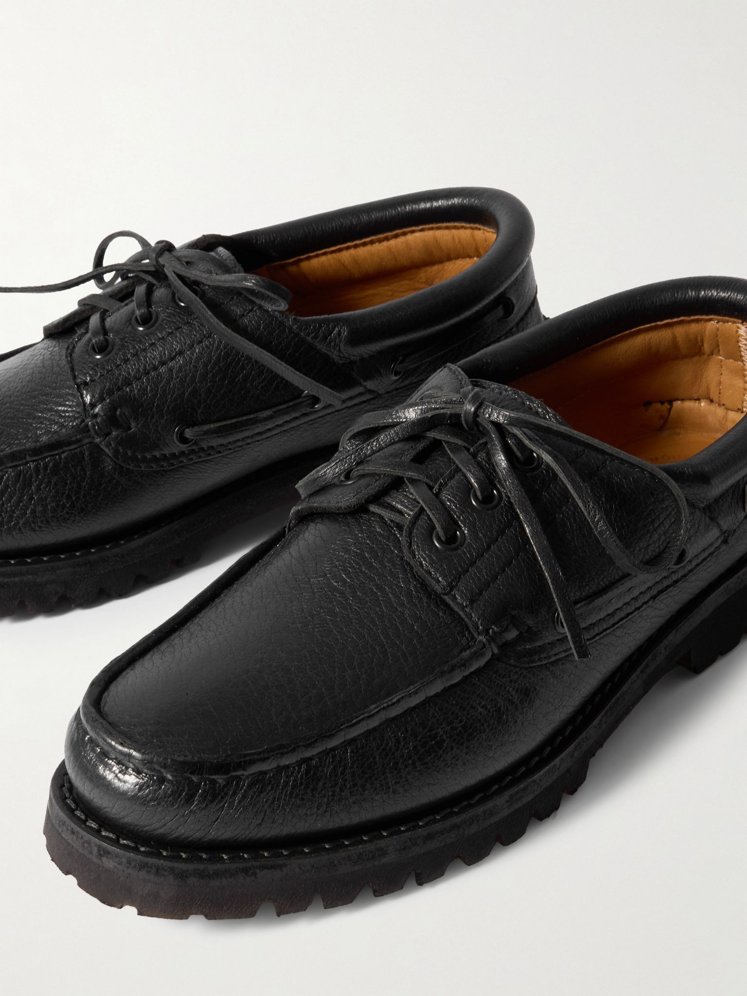 Heritage Flexi 001 Full-Grain Deerskin Boat Shoes Black - 5