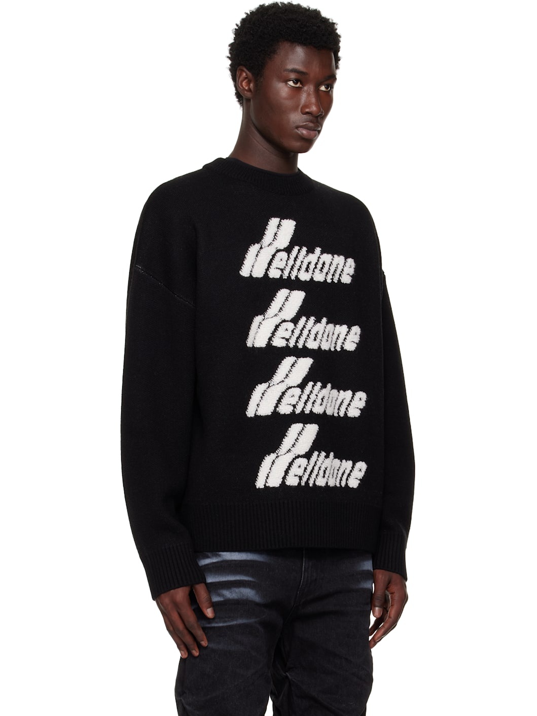 Black Logo Pile Knit Sweater - 2