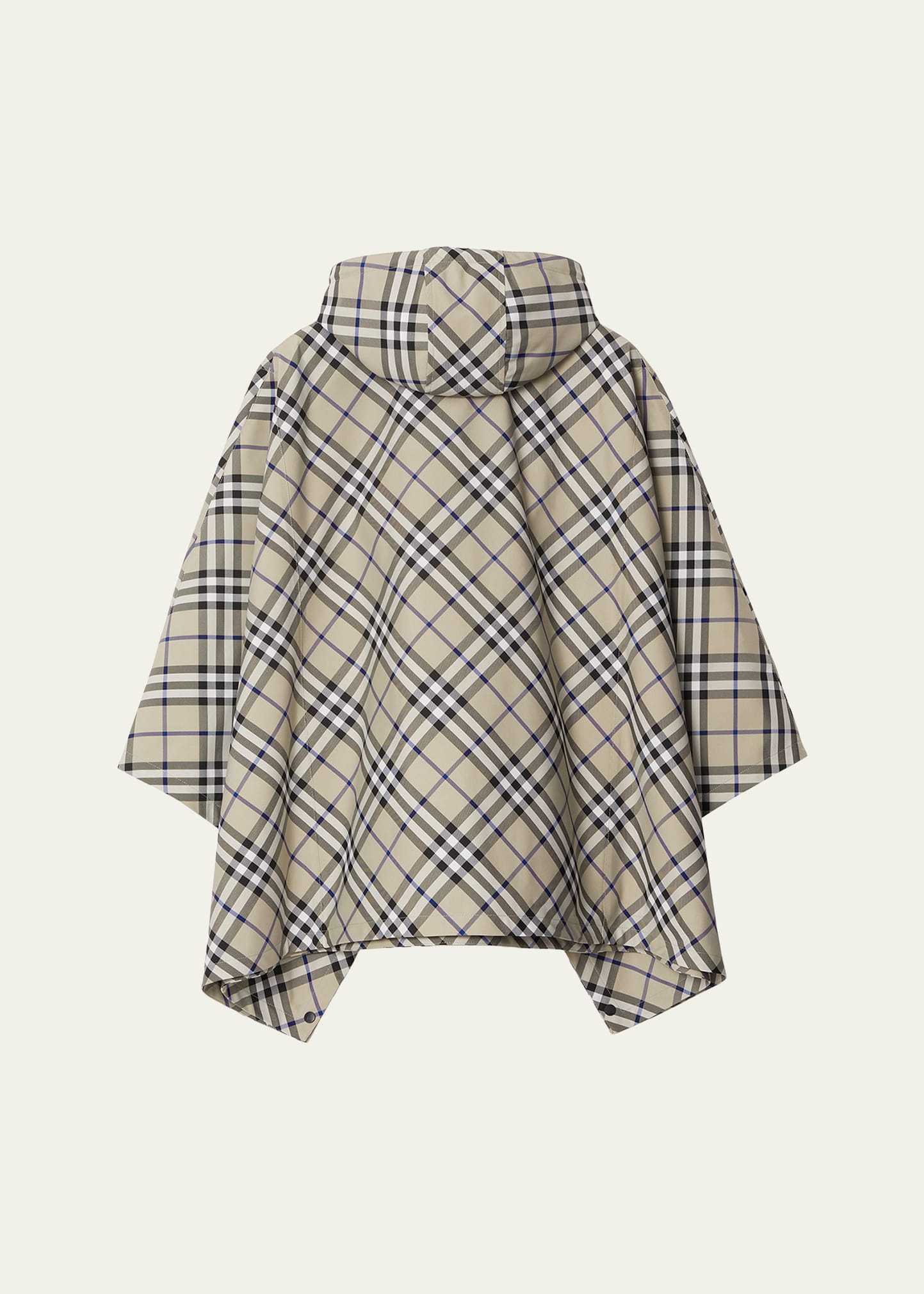 EKD Check Beige Nylon Hooded Poncho - 3